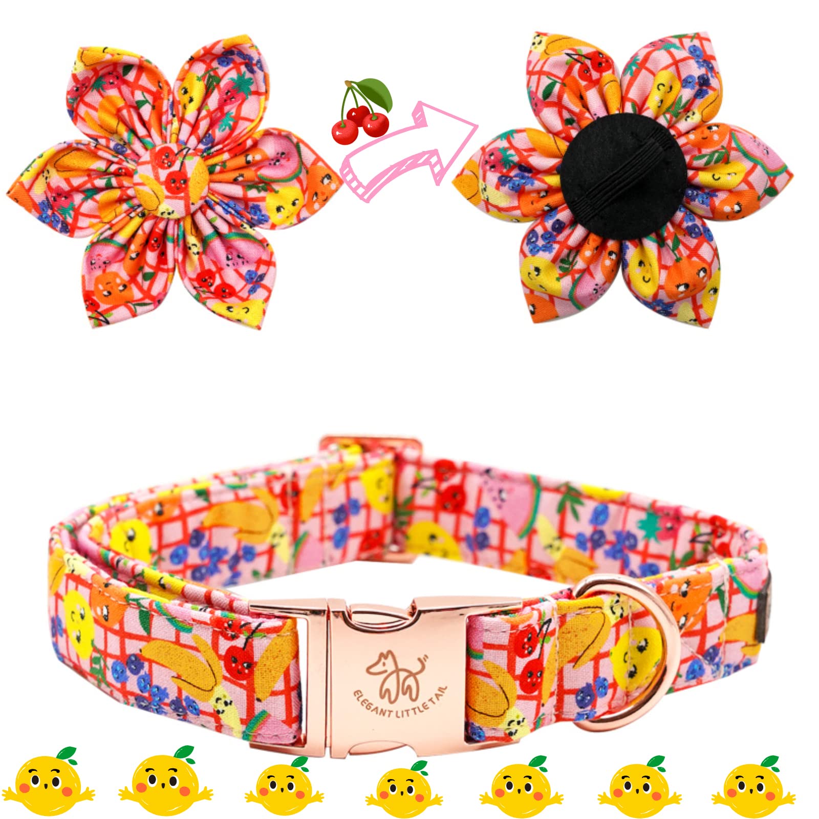 Elegant little tail Dog Collar, Girl Dog Collar with Flower for Small Medium Large Dogs Summer Dog Collar Flower Collar