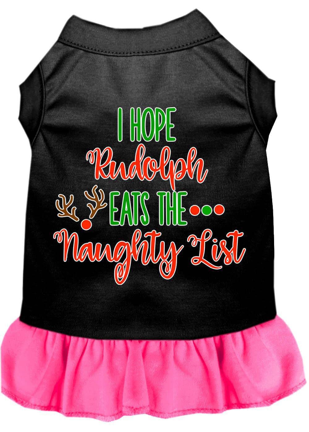 Christmas Pet Dog & Cat Dress Screen Printed, "I Hope Rudolph Eats The Naughty List" White 3XL (25-35 lbs.)