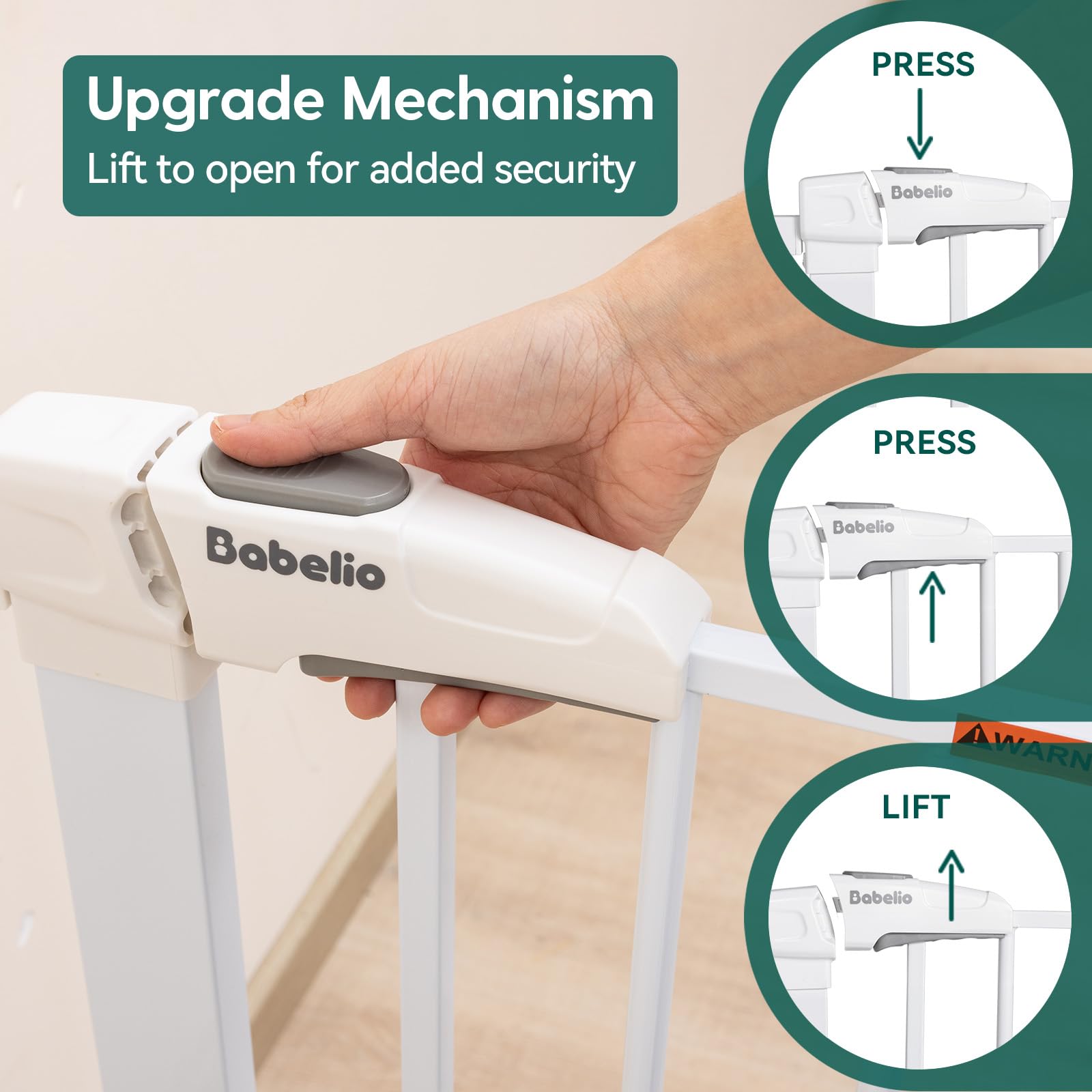 Babelio Baby Gate For Doorways And Stairs, 26-40 Inches Dog/Puppy Gate, Easy Install, Pressure Mounted, No Drilling, Fits For Narrow And Wide Doorways, Safety Gate W/Door For Child And Pets