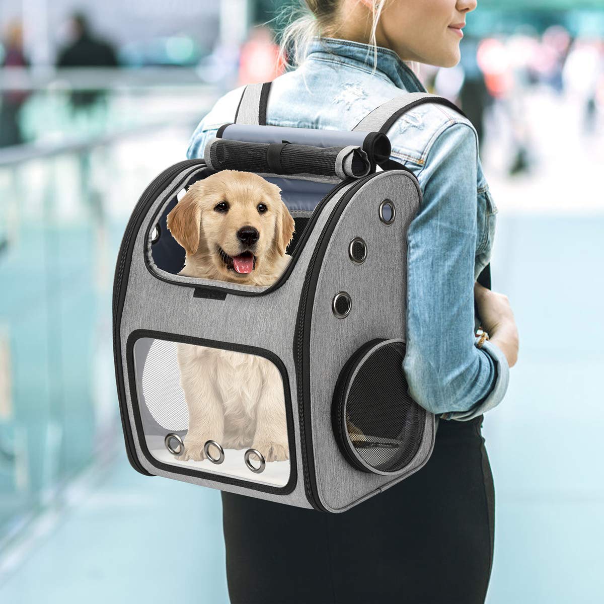 COVONO Expandable Pet Carrier Backpack for Cats, Dogs and Small Animals, Portable Pet Travel Carrier, Super Ventilated Design, A