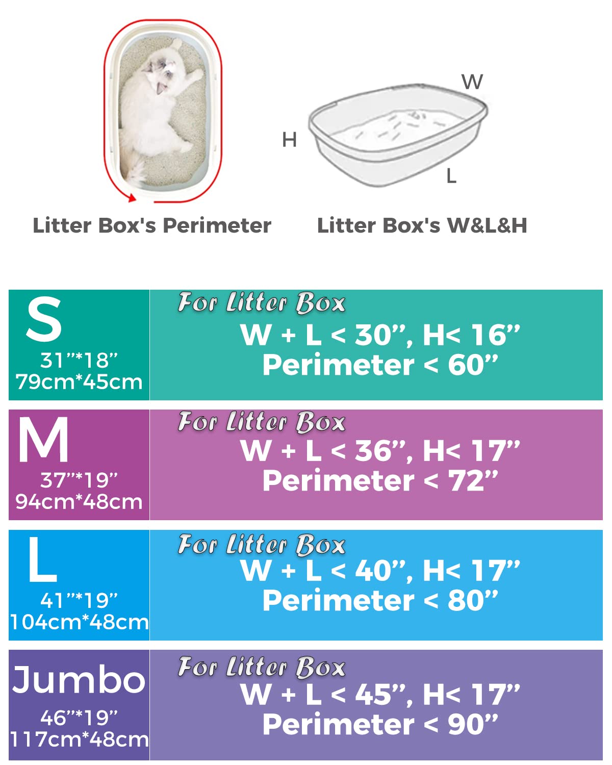 KropBom Cat Litter Box Liners, 30 Count, 46" x 19", Heavy Duty Plastic, White, Drawstring for XXL Litter Boxes