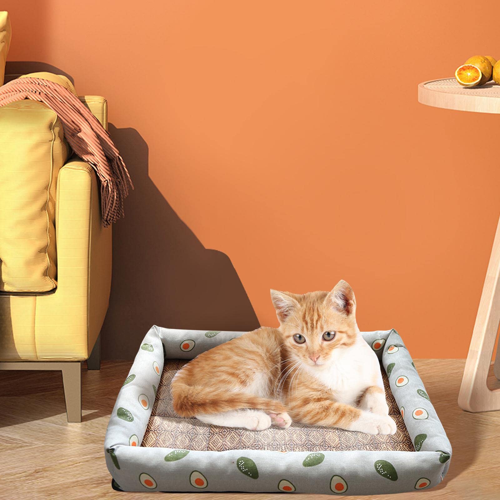 APIRILY Cooling Mat Pad for Dogs Cats Bamboo Rattan Summer Cushion Green 65x50CM | Pet Supplies | Dog Supplies | Beds