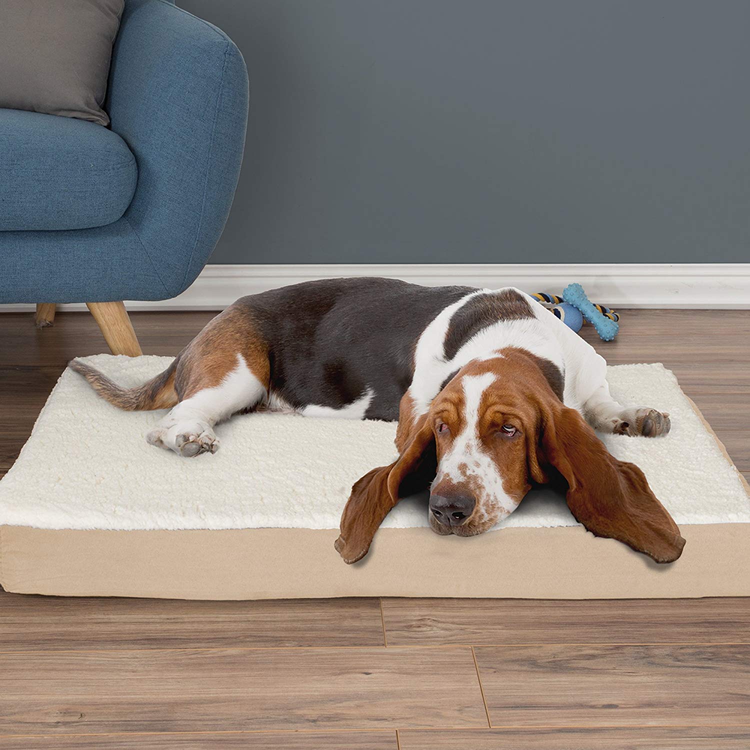 PETMAKER Orthopedic Dog Bed - 2-Layer Memory Foam Dog Bed with Machine Washable Sherpa Top Cover - 36x27 Dog Mattress for Large
