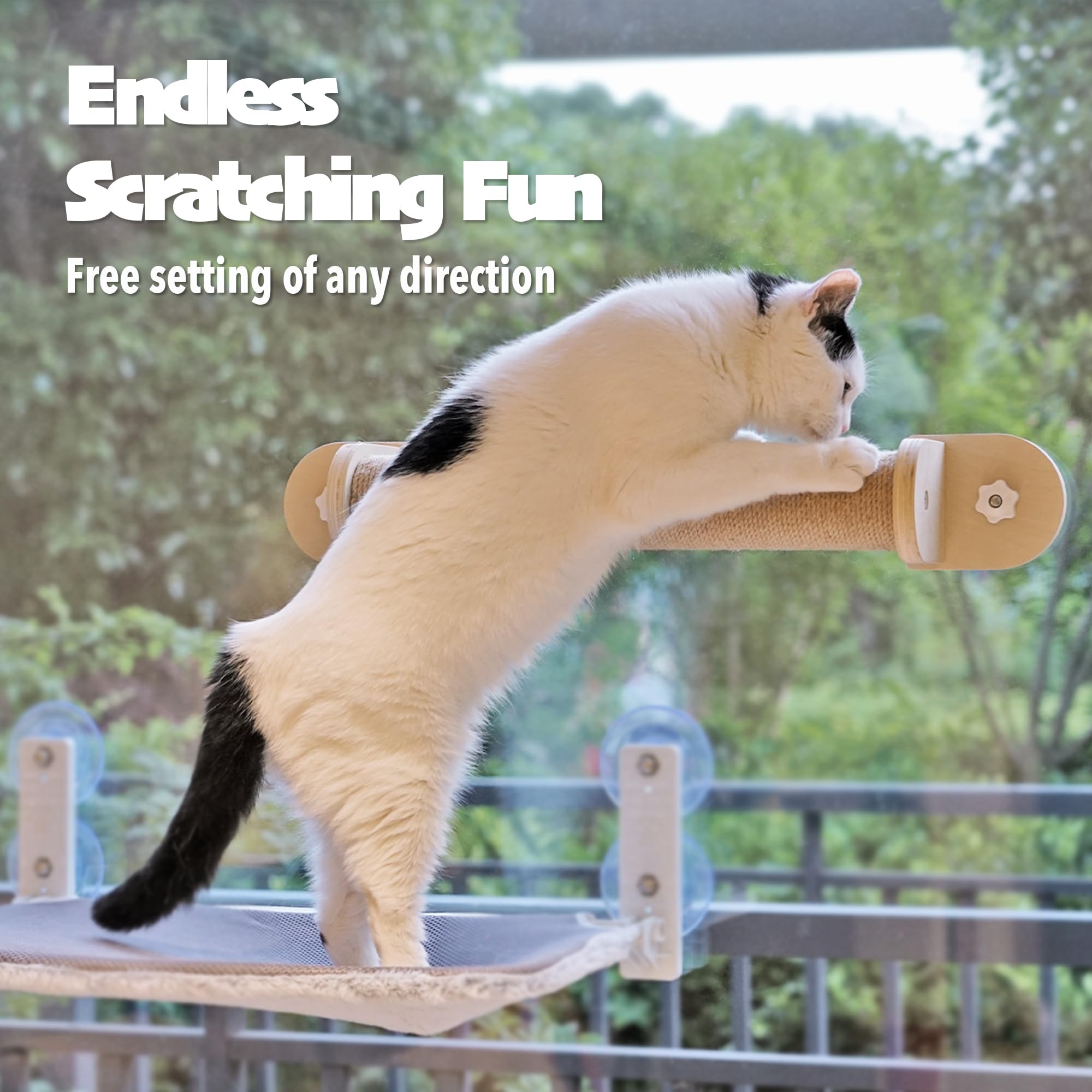 Petkaray Window Scratching Post, Cat Window Perch Climber, Window Mount 23.5'' Cat Scratching Post With Suction Cups