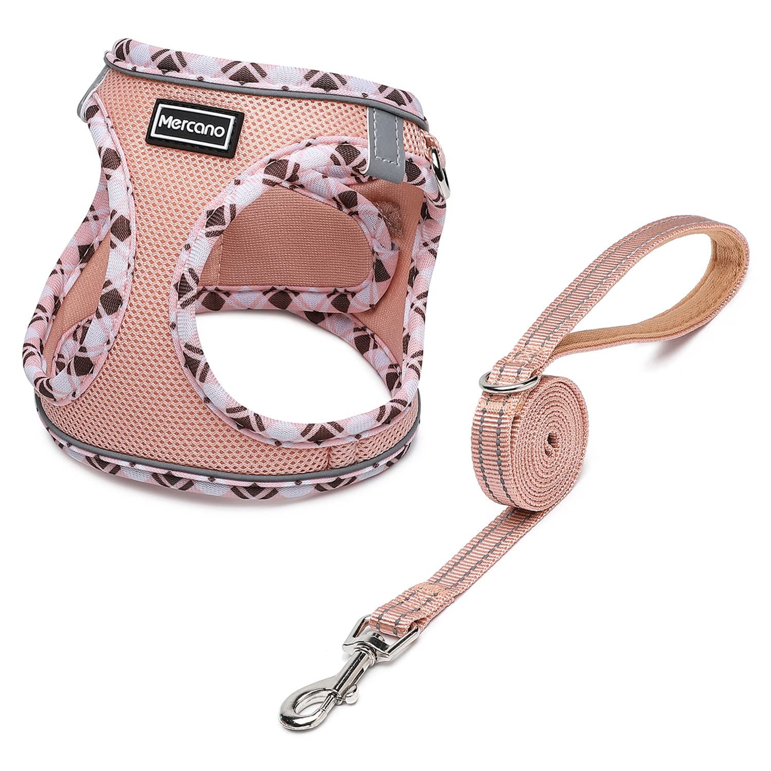 Mercano Soft Mesh Dog Harness and Leash Set, No-Chock Step-in Reflective Breathable Lightweight Easy Walk Vest Harnesses with Sa