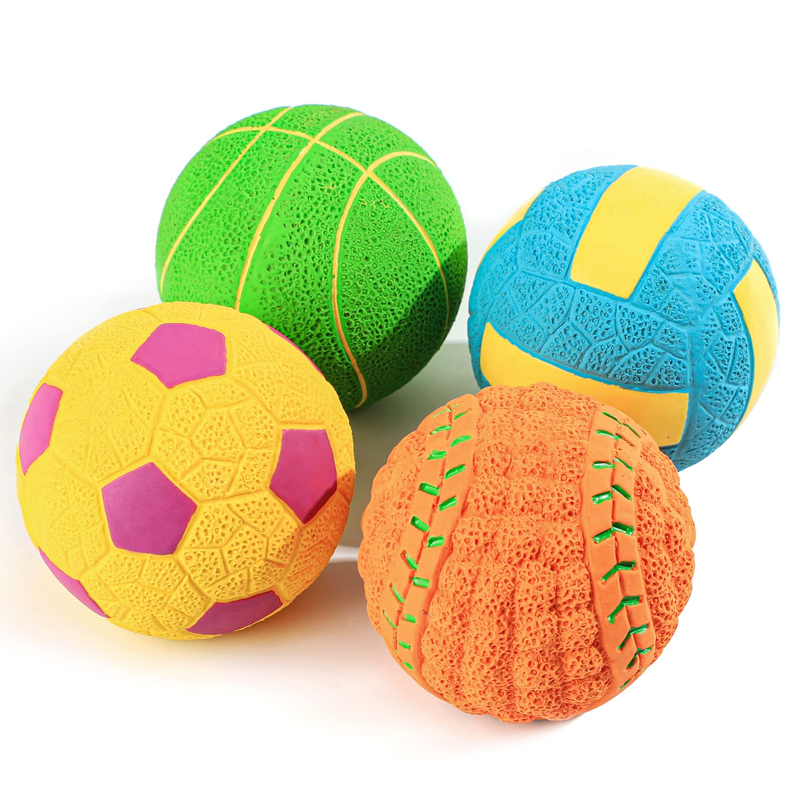 SCHITEC Dog Toys Squeaky, [4 Pack] Interactive Puppy Ball Toy, 2'' Soft Latex Rubber Fetch Play Pet Balls for Mini Breed Small D
