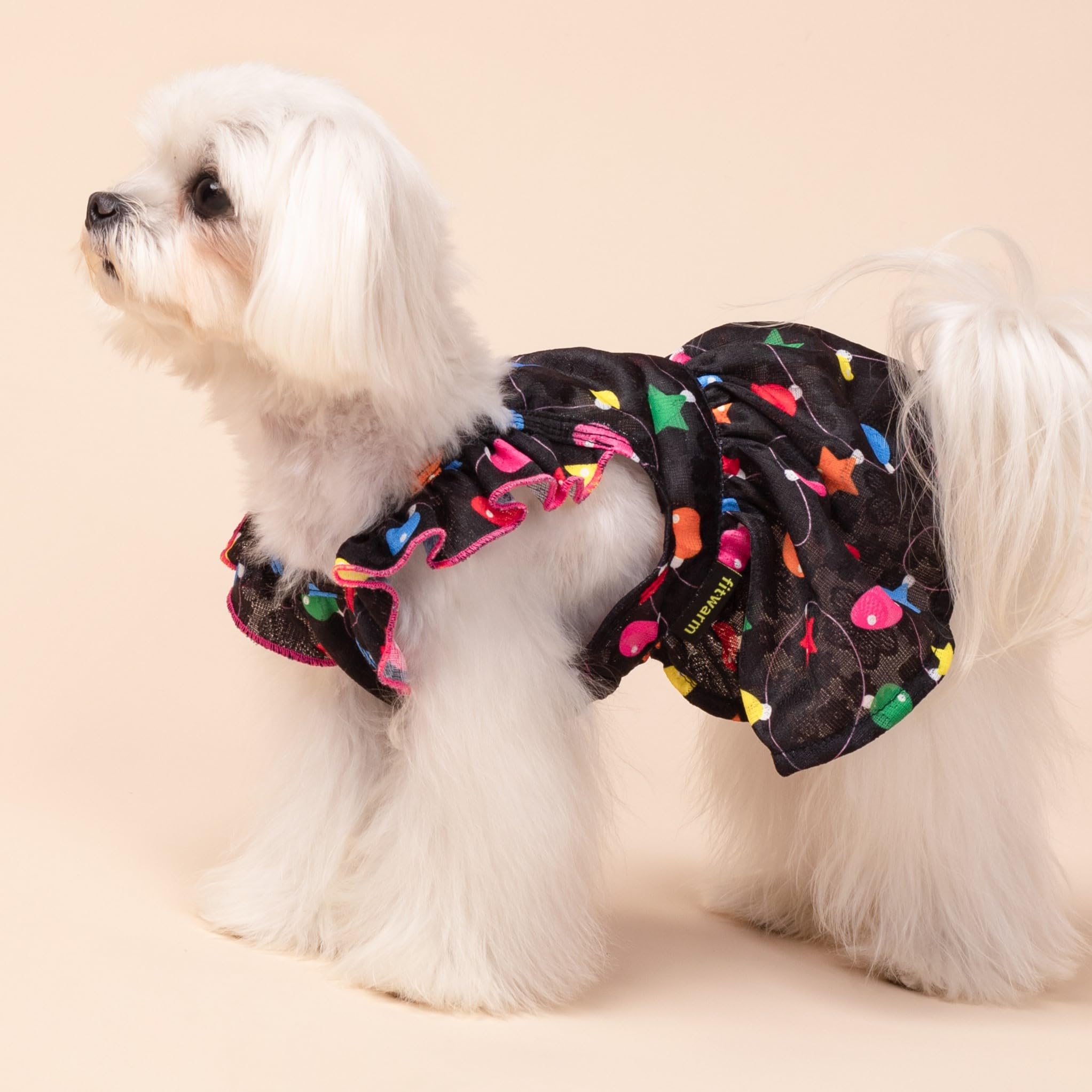 Fitwarm Christmas Light Dog Dress, Cute Dog Christmas Outfit, Doggy Clothes for Small Dogs Girl, Pet Apparel, Black, Pink, Red,