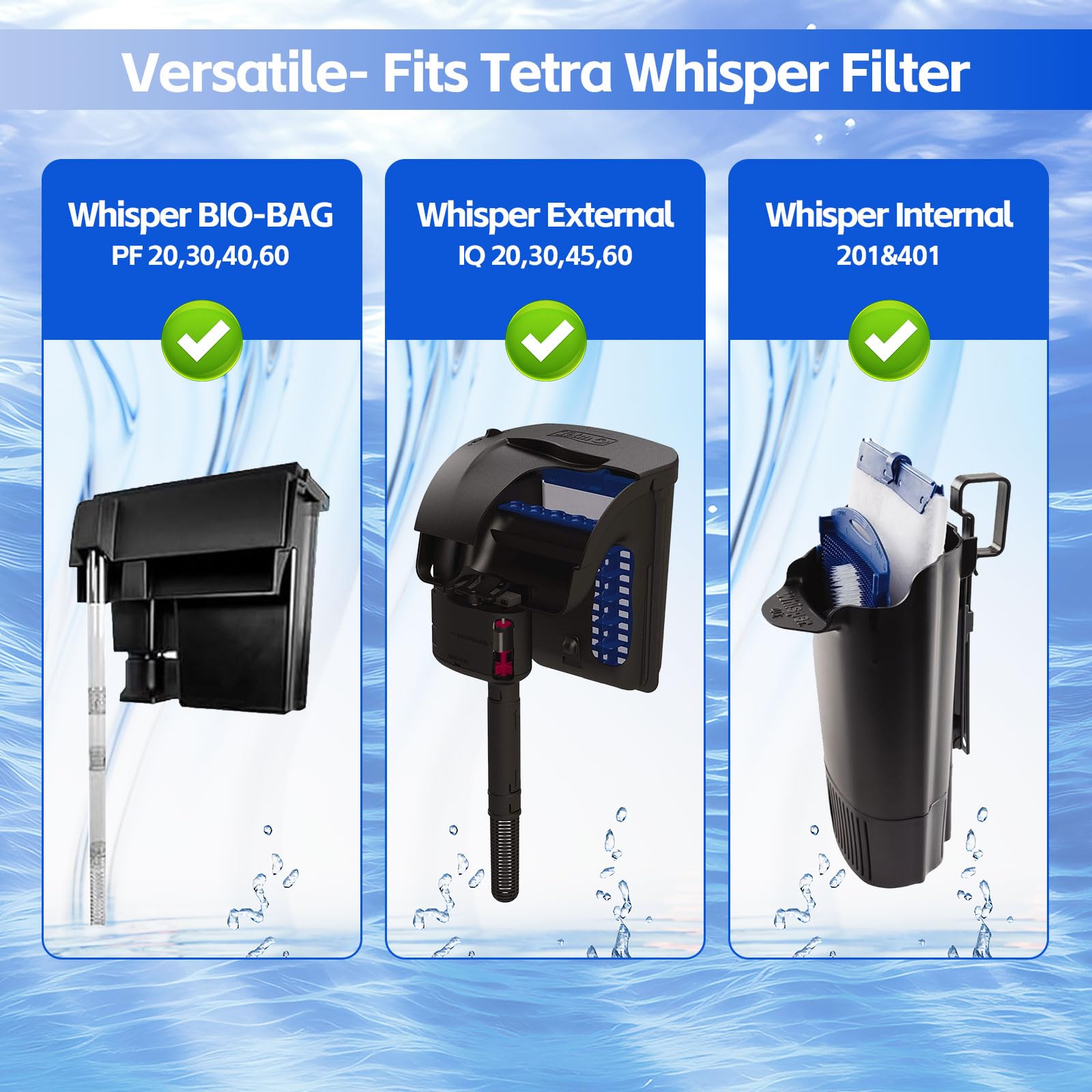 Josramt 10 Pack Filter Cartridge For Whisper Bio-Bag Filters, Large Replacement Filter Cartridges For Aquariums Compatible With