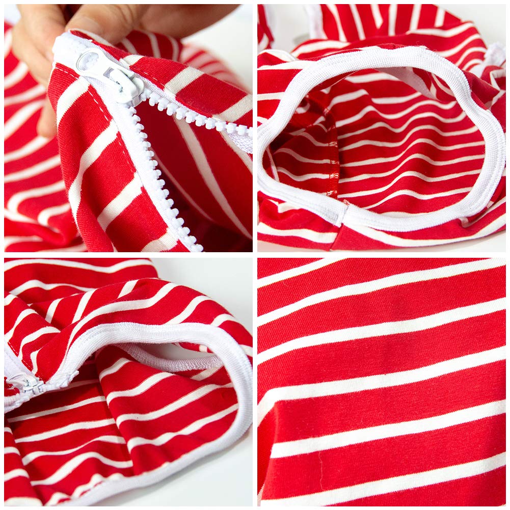 Dogs Recovery Suit Post Surgery Shirt For Female Male Dog, E-Collar Alternative Wound Protective Clothes (Red White-3Xl)
