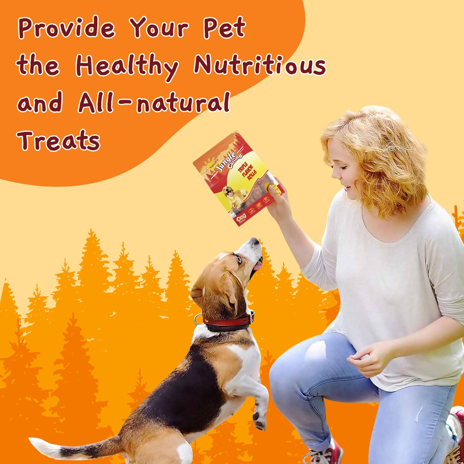 Jungle Calling Triple Flavor Rolls Dog Treats, Chicken Duck Beef, Rawhide Free, 10.6 oz, High Protein, Easily Digestible