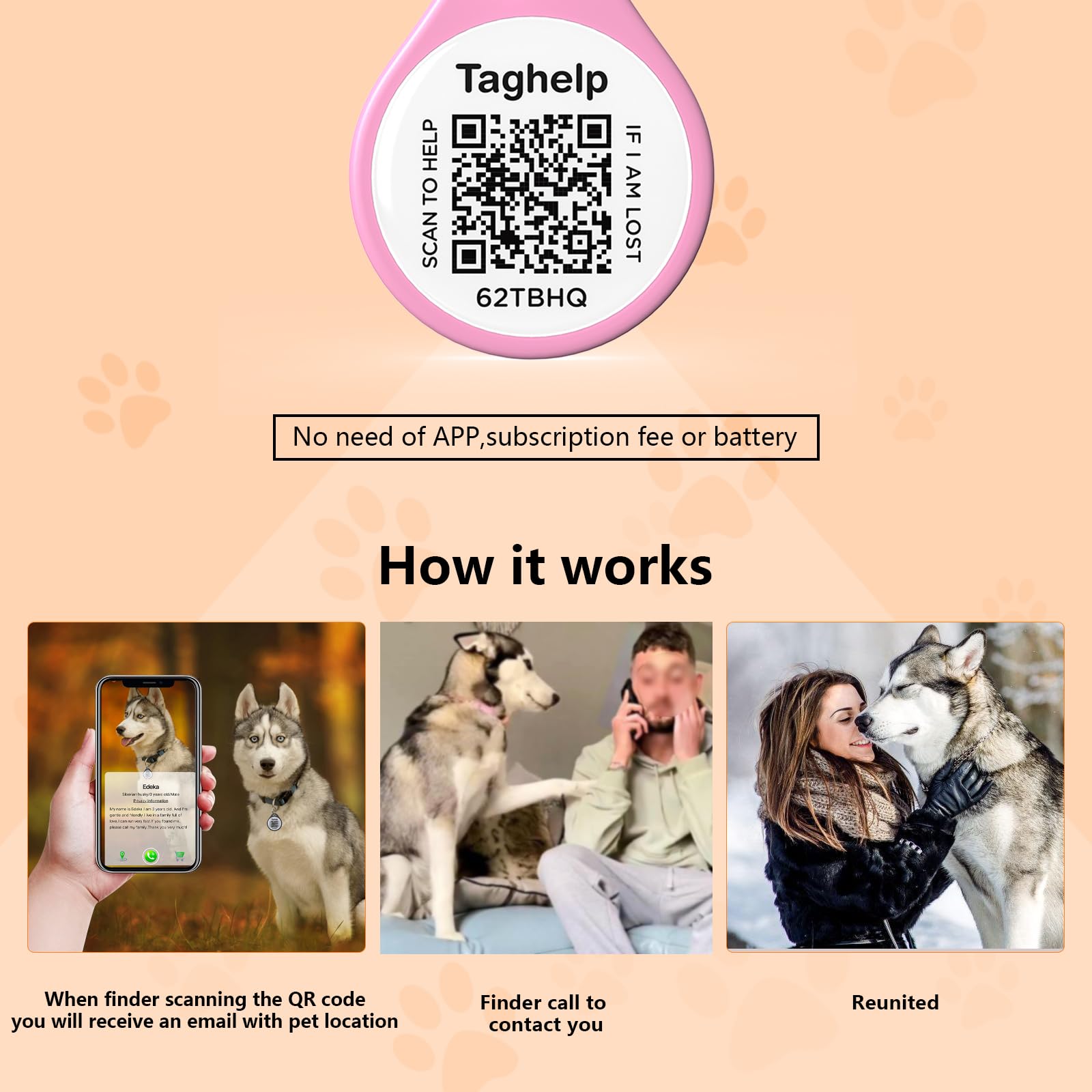 Qr Code Pet Id Tag For Dog Collars - Personalized Anti-Lost Tag With Instant Email Location Alerts - Silent Dog Id Tag,No App No
