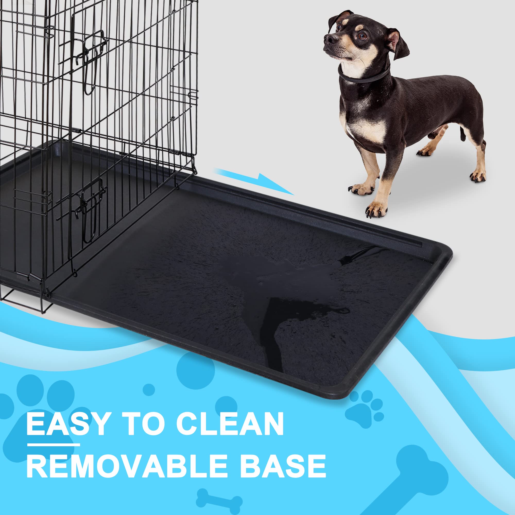 Zeny 30/36/42 Inch Dog Crate Double Door Folding Metal Dog Or Pet Crate Kennel With Tray And Handle