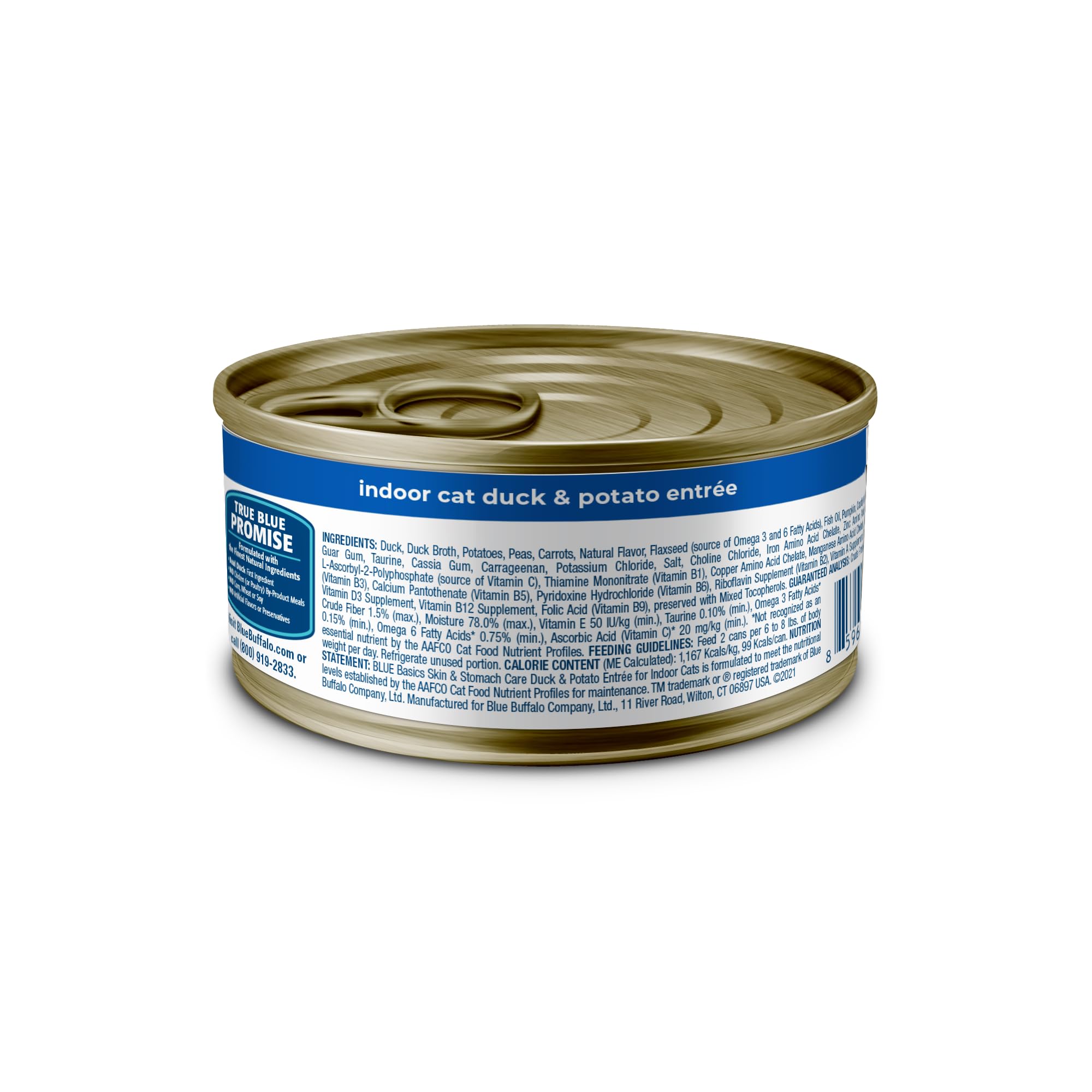 Blue Buffalo Basics Grain-Free Wet Cat Food, Skin & Stomach Care, Limited Ingredient Diet for Indoor Cats, Duck & Potato Entr  e