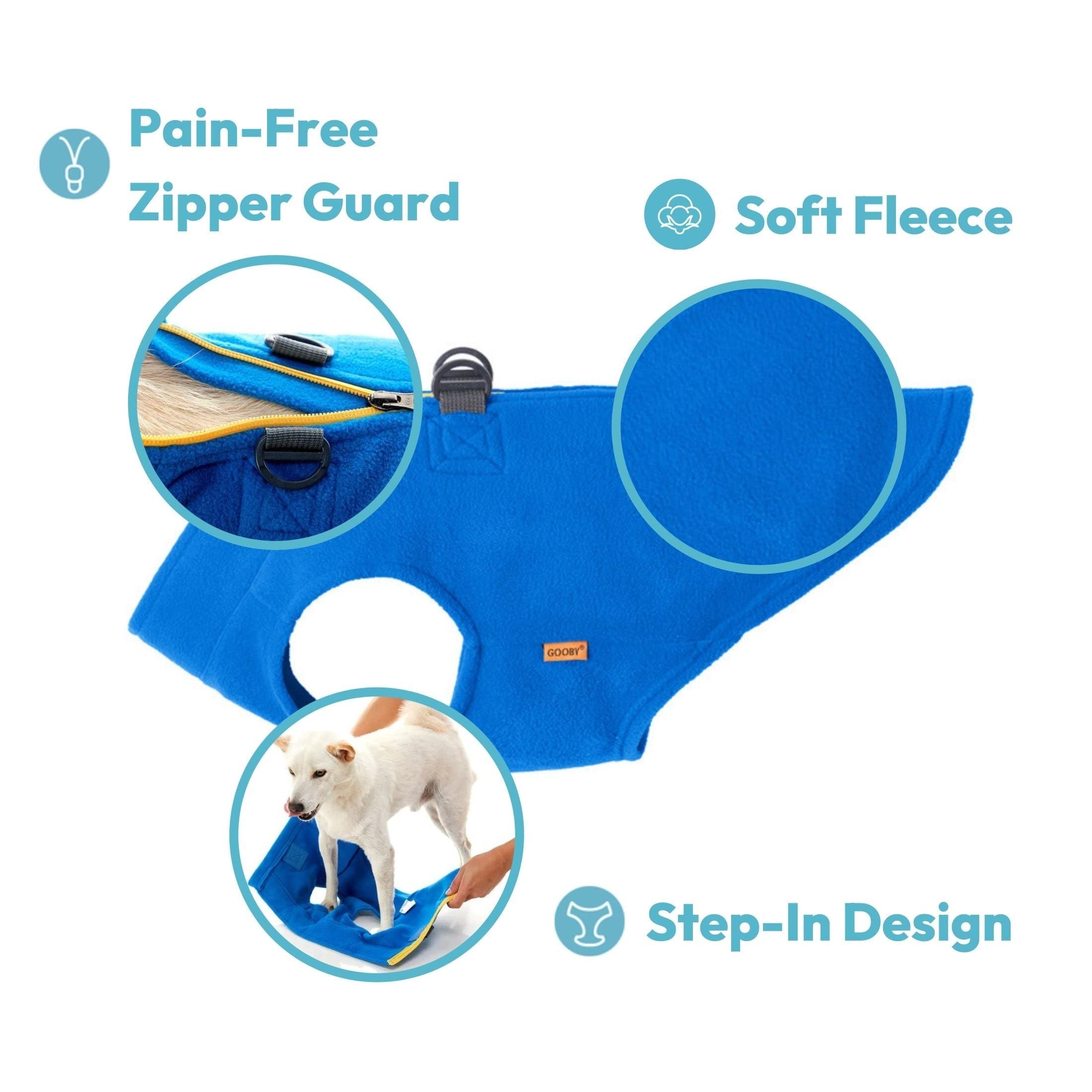 Gooby - Zip Up Fleece Vest, Fleece Jacket Sweater with Zipper Closure and Leash Ring, Black, Small