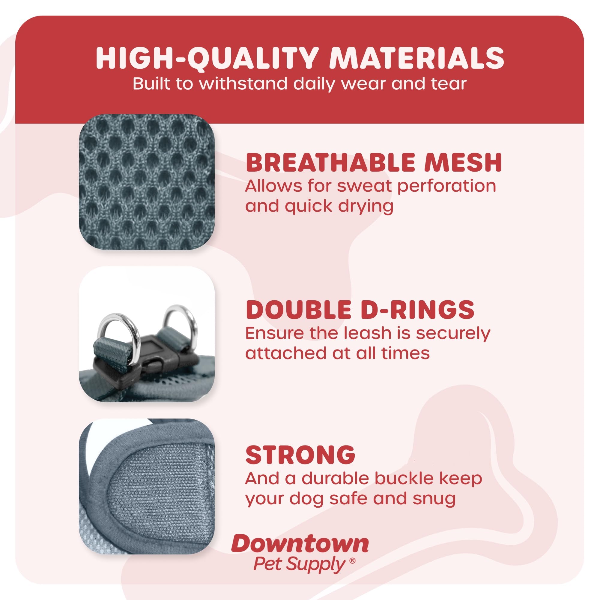 Downtown Pet Supply Step In Dog Harness For Small Dogs No Pull, Large, Titanium - Adjustable Harness With Padded Mesh Fabric And