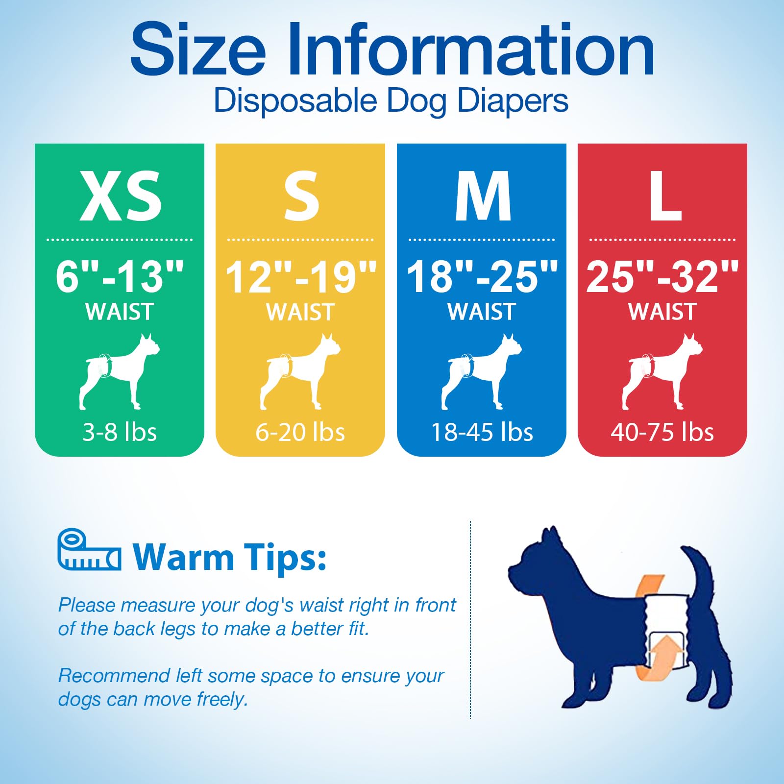 Pet Soft Dog Diapers for Male Dogs - Medium 24pcs, Polycotton, Mixed Color