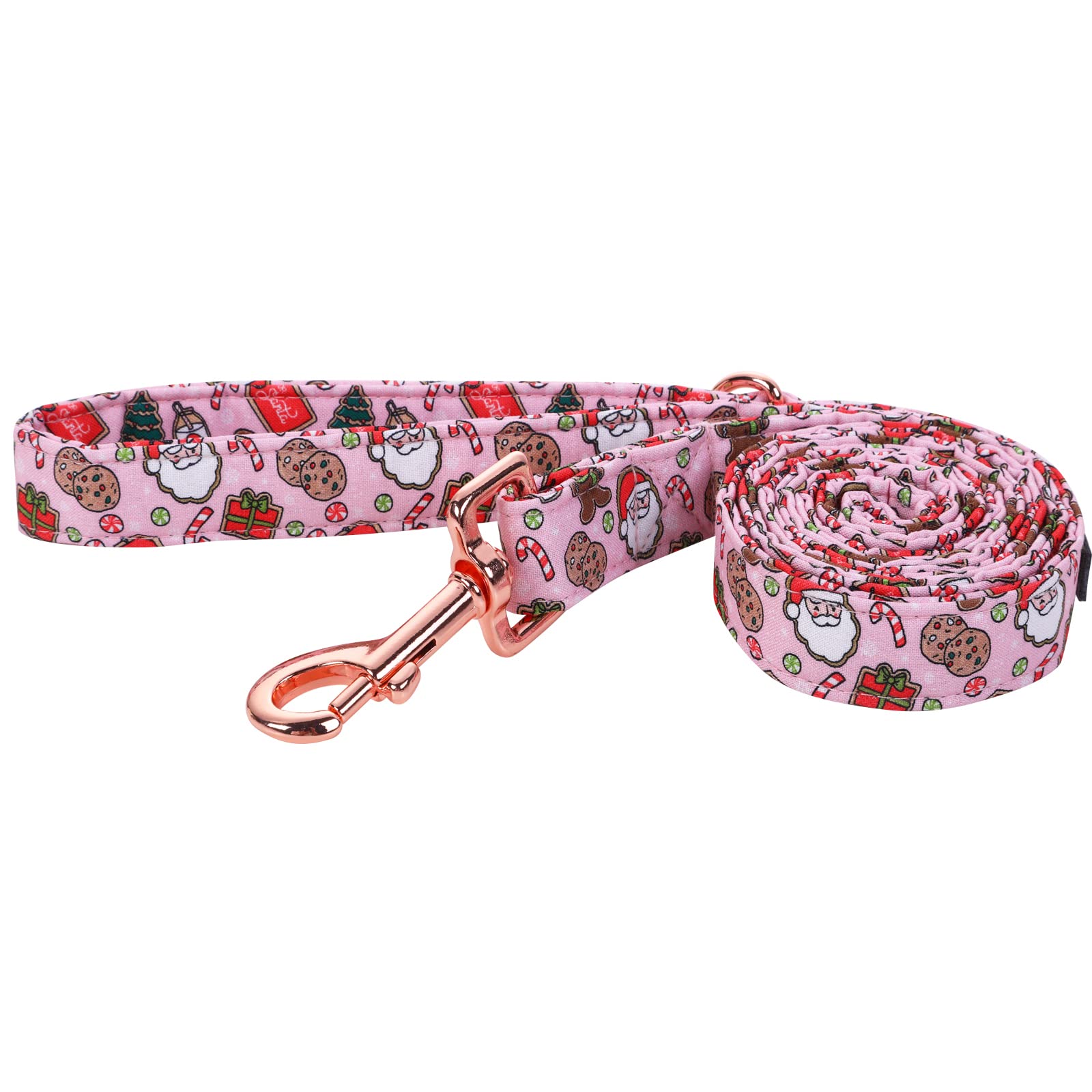 Dogwong Christmas Dog Leash - Pink Santa Claus Cotton Leash For Small To Large Dogs