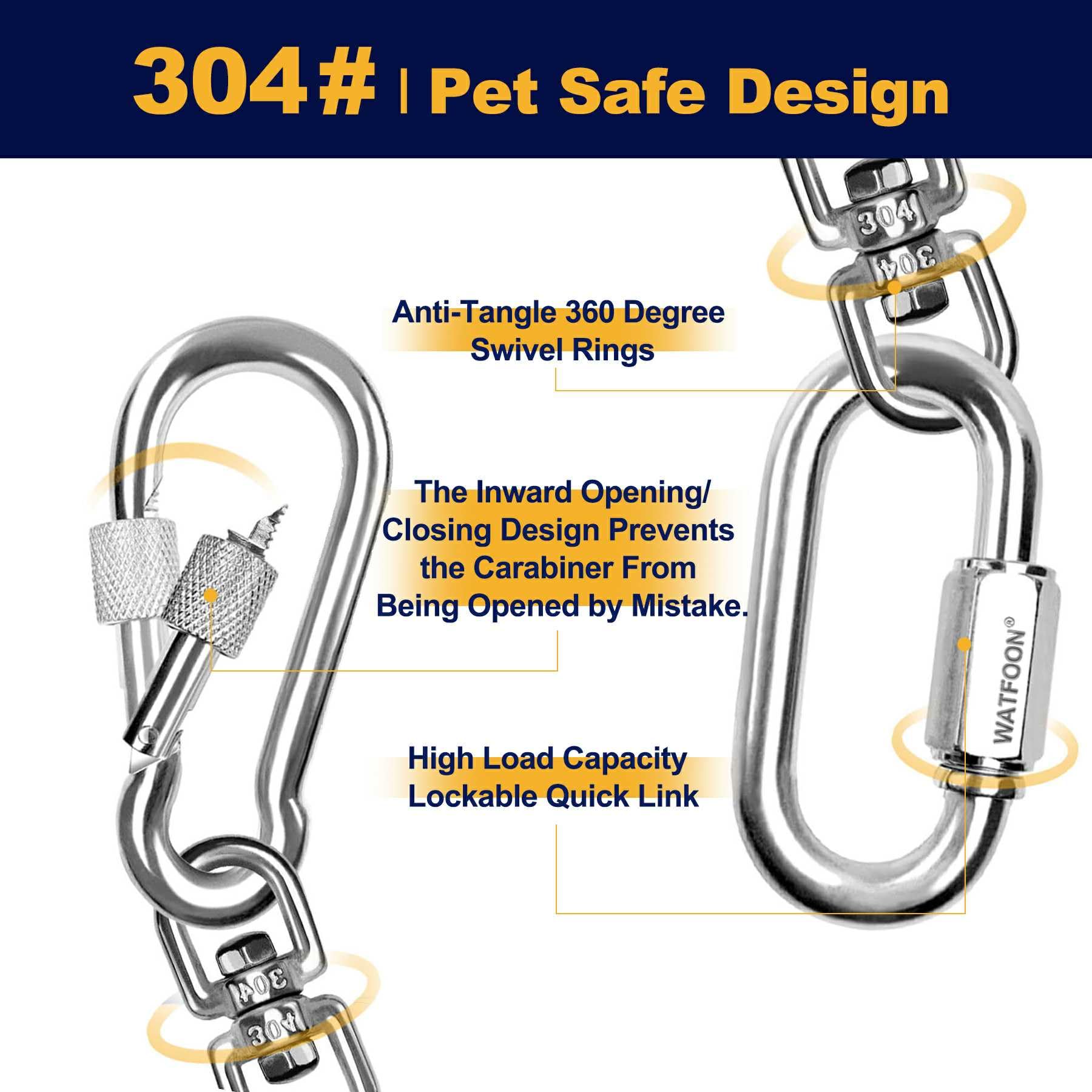 Watfoon 40Ft Dog Leads For Yard, 1500Lbs Break Strength, Heavy Duty Tie Out Cable For X-Large Dogs Training With Dual Rotating H