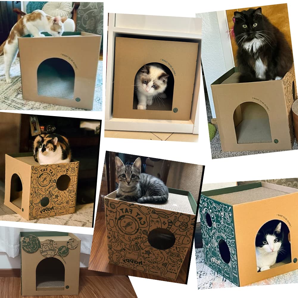 Cardboard Cat House With 2 Story Scratch Pads Cat Play House For Indoor Cats Corrugated Scratcher Box Cat Scratching Toy For Cat