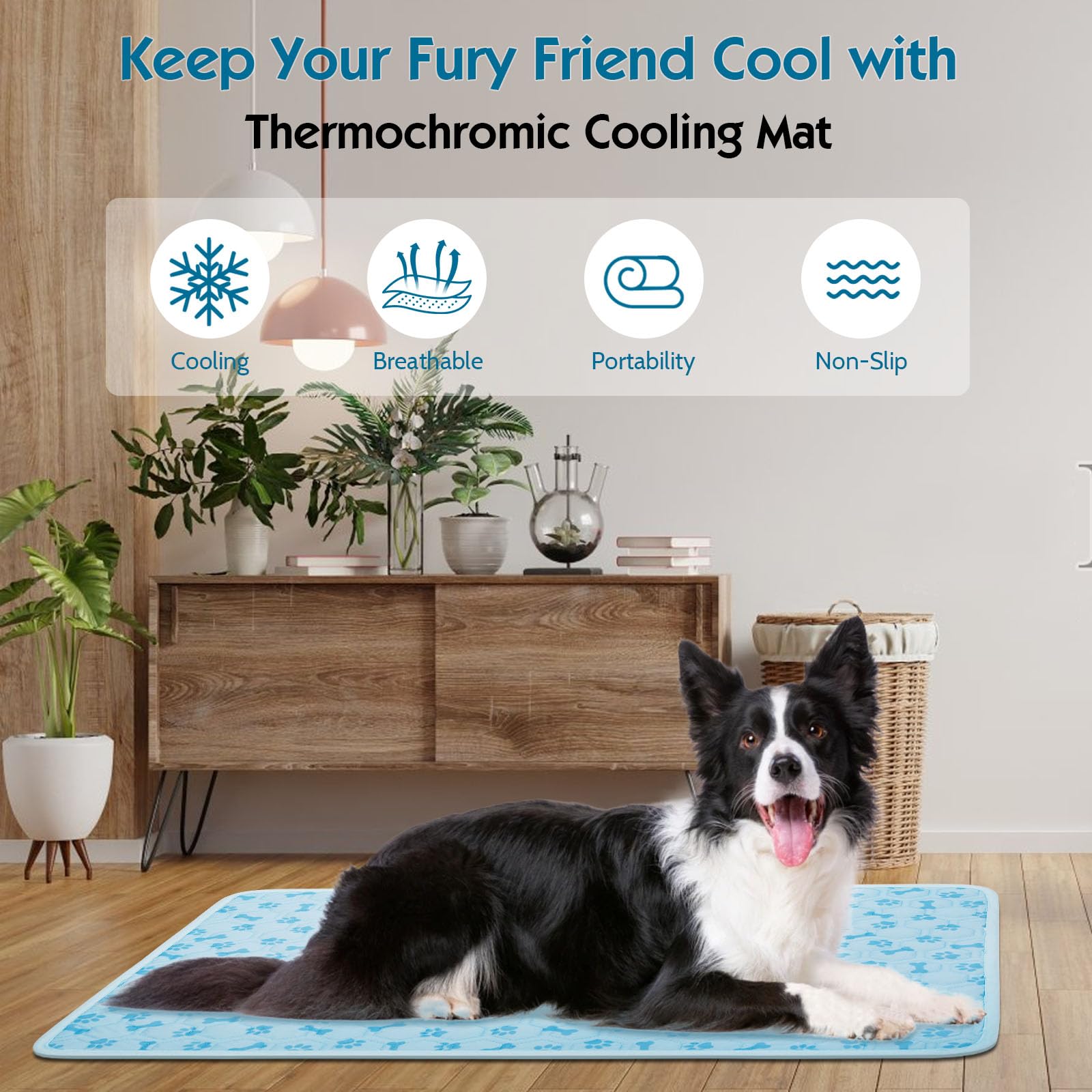 Asoox Dog Cooling Mat, Pet Cooling Mat For Dogs And Cats, Portable Summer Dog Cool Pad,Cool Bed For Pets, Premium Pet Cool Blank