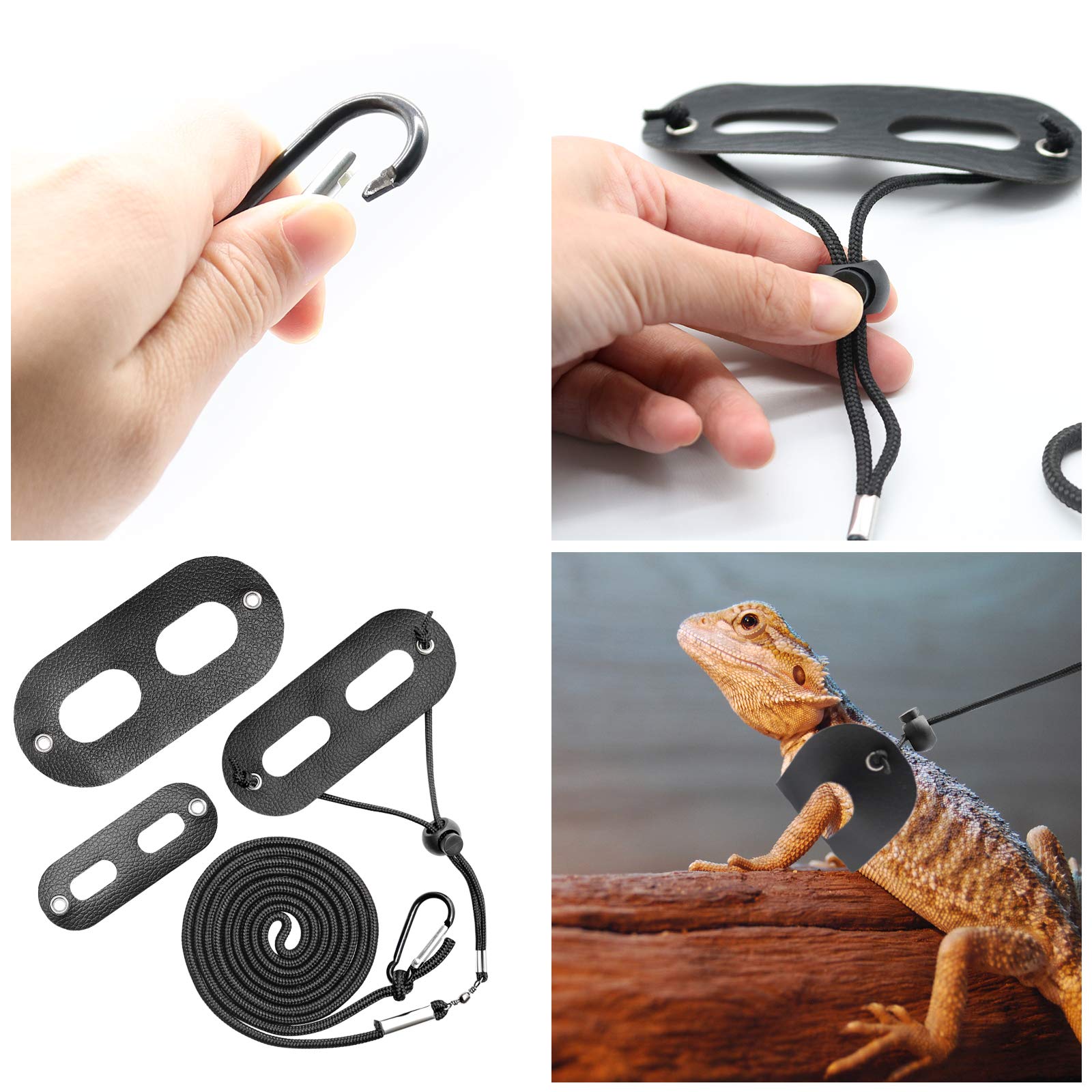BWOGUE Bearded Dragon Harness and Leash Adjustable Leather Lizard Reptiles Harness Leash for Amphibians and Other Small Pet Anim