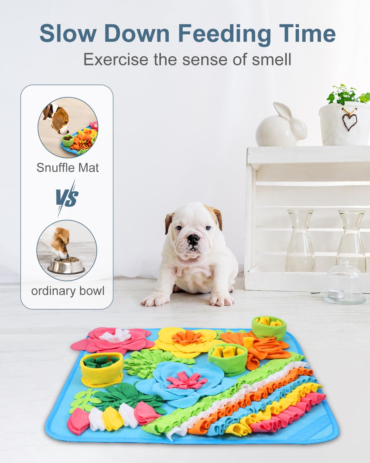 Ankilo Snuffle Mat for Dogs, Pet Treats Feeding Mat, 20 x 20 inch for Medium & Large, Felt Wool Dog Feeding Mats for Slow Feed,