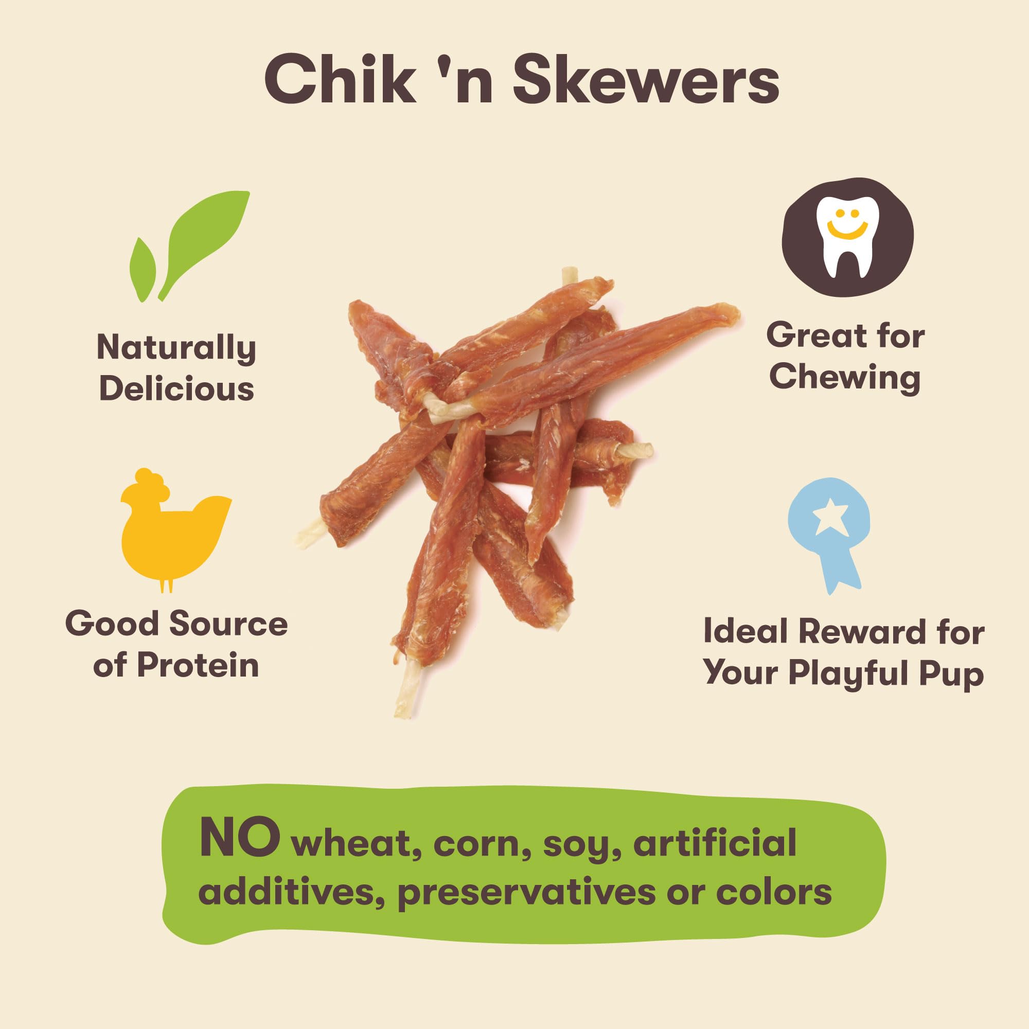Pet n Shape Chik n Skewers - Chicken Wrapped Rawhide Chew Dog Treats - 1 Pound