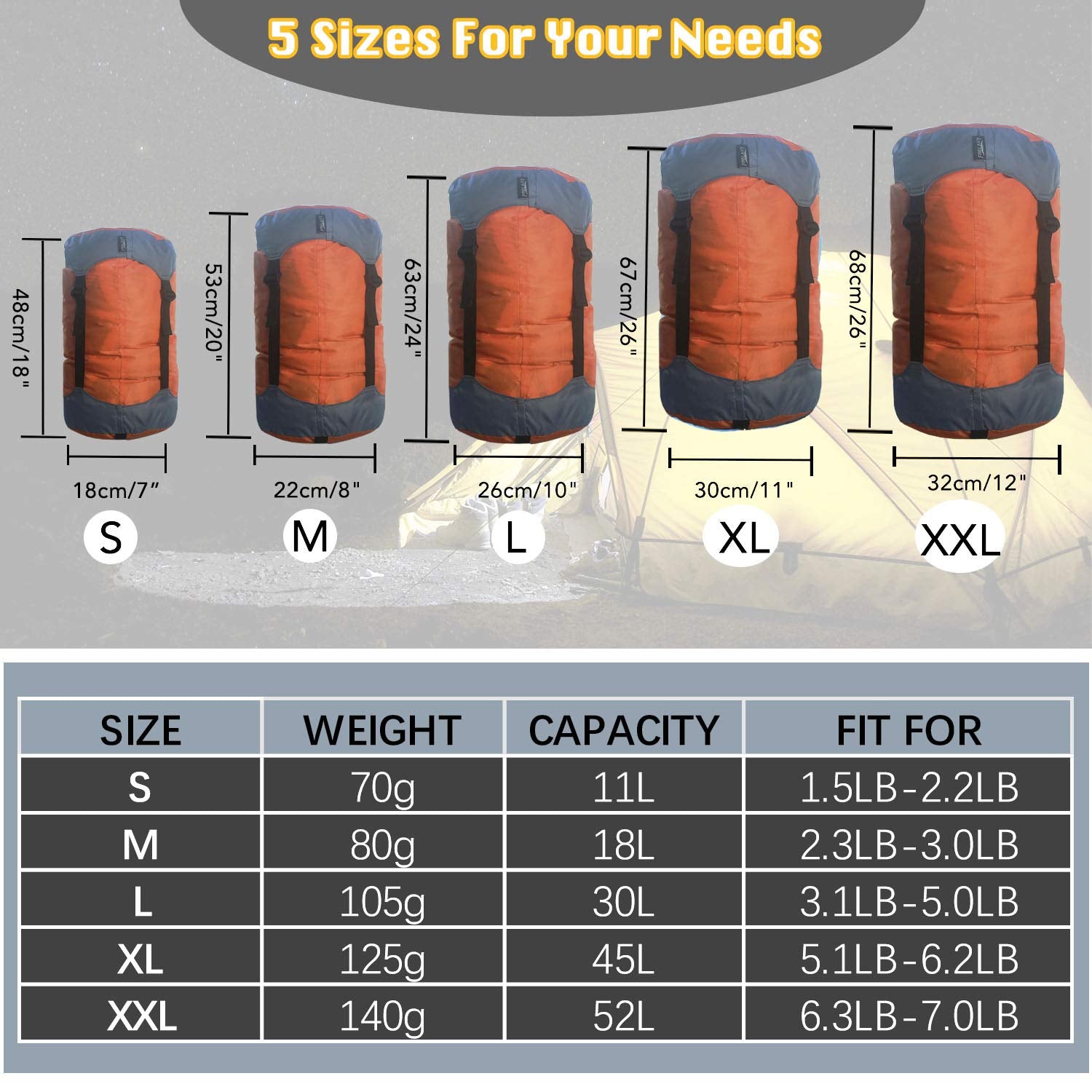 Frelaxy Compression Sack, Ultralight Sleeping Bag Stuff Sack Compression Stuff Sack - Space Saving Gear For Camping, Hiking, Bac