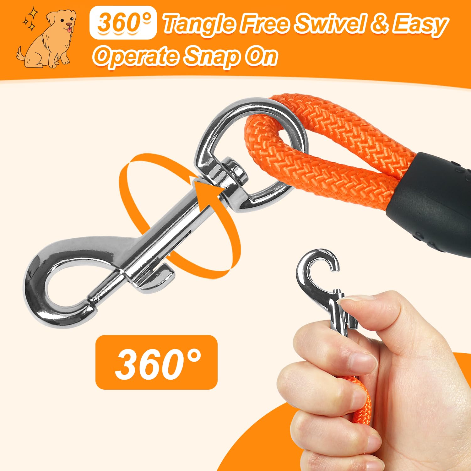 Vivifying Long Dog Leash, 32ft Floating Dog Training Leash, Check Cord Rope Lead with Comfortable Handle for Outside, Hiking, Sw
