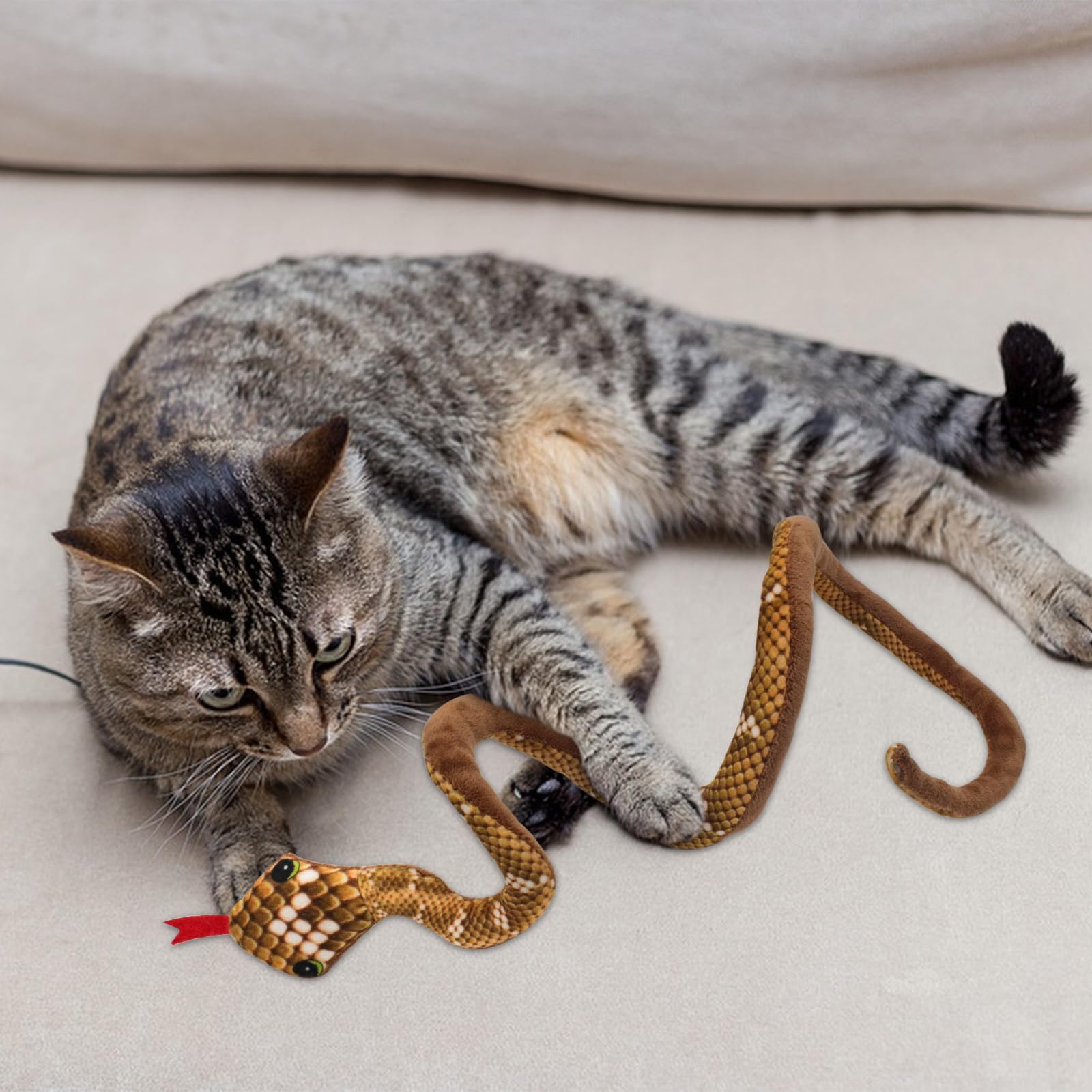 Andiker Catnip Toy,31.5Inches Stuff Snake Interactive Snake Toy For Cats To Chew And Scrab (Green)