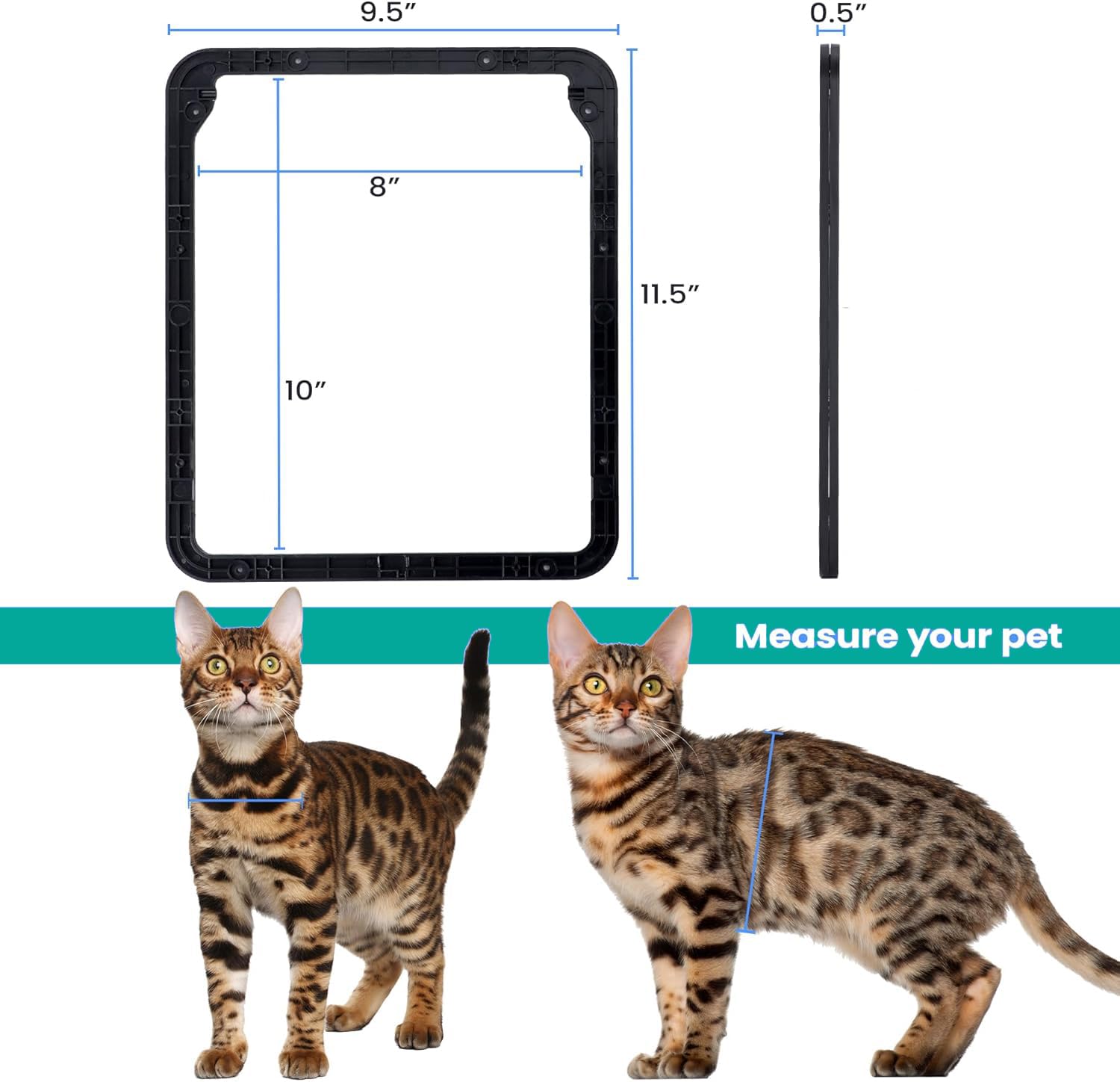 Kagoty Cat Door For Screen Door, Small Dog Screen Door, Magnetic Flap Doggy Door For Sliding Door, Lockable Cat Screen Door, 10