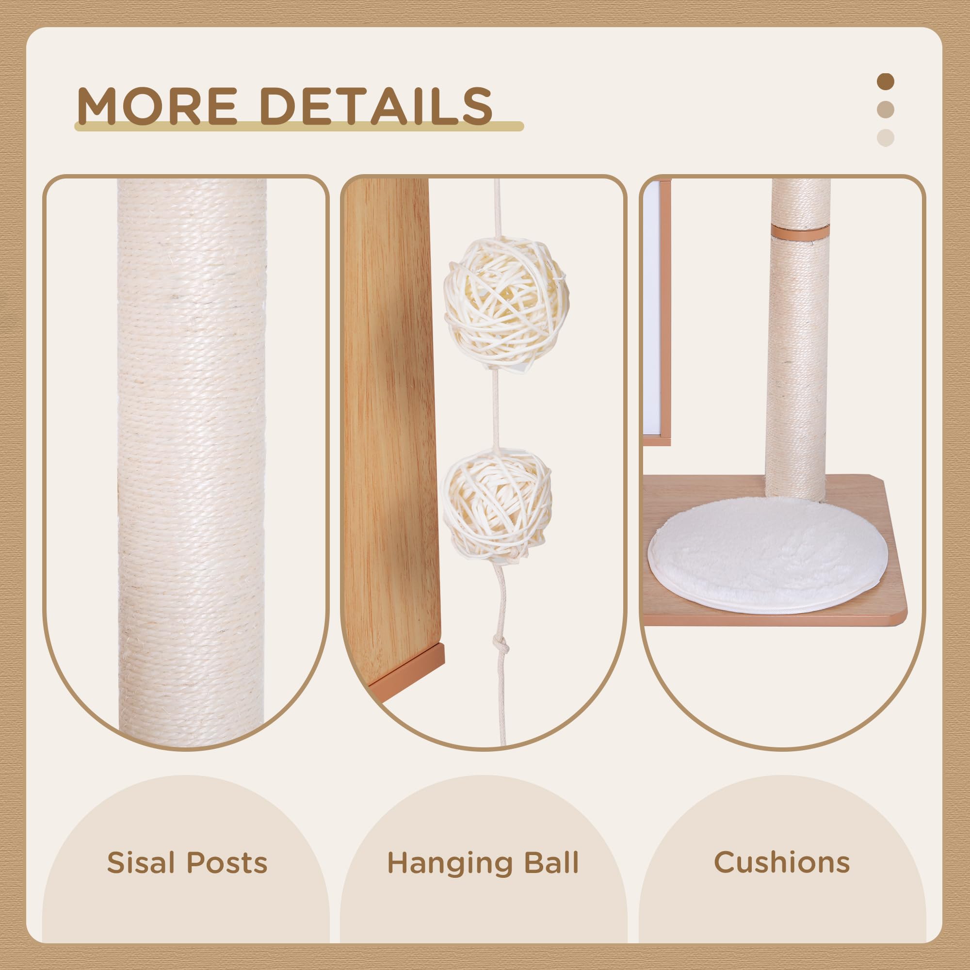 Pawhut Wood Cat Tree Scratching Post For Indoor Cats Kitten House Condo Activity Center W/Cushion Hanging Toy Multi-Level