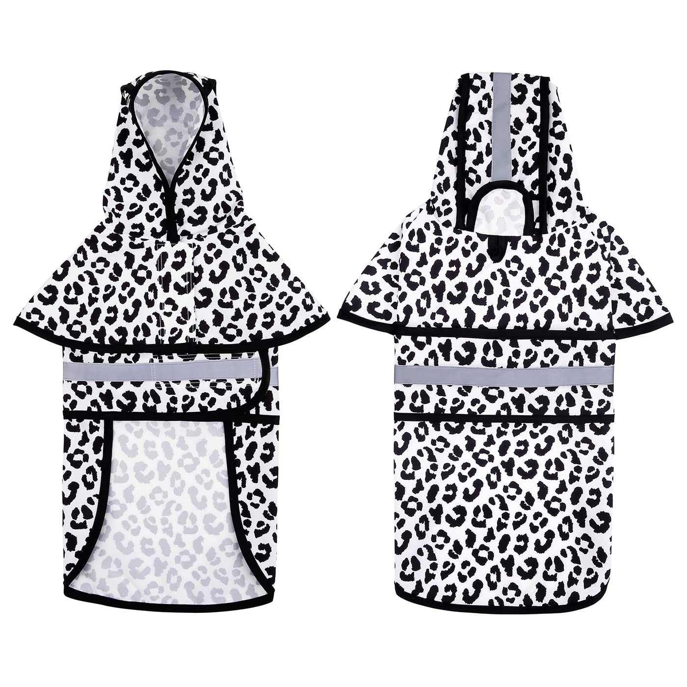Hde Dog Raincoat Hooded Slicker Poncho For Small To X-Large Dogs And Puppies Snow Leopard - L