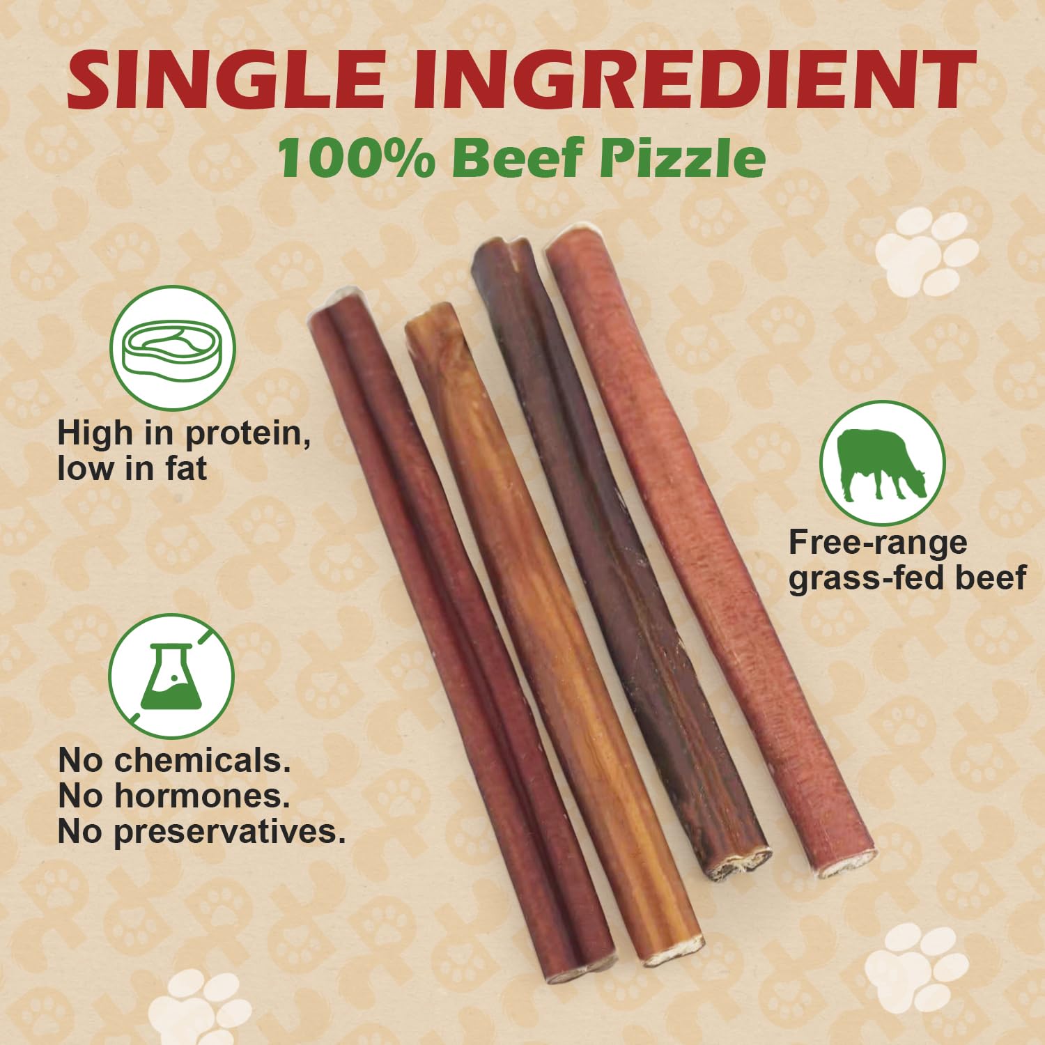 PETPURO Bully Sticks for Dogs 6 inch, 10 Pieces Grass Fed Beef Dog Chews, Bully Sticks for Small and Medium Breeds, Lower Odor L