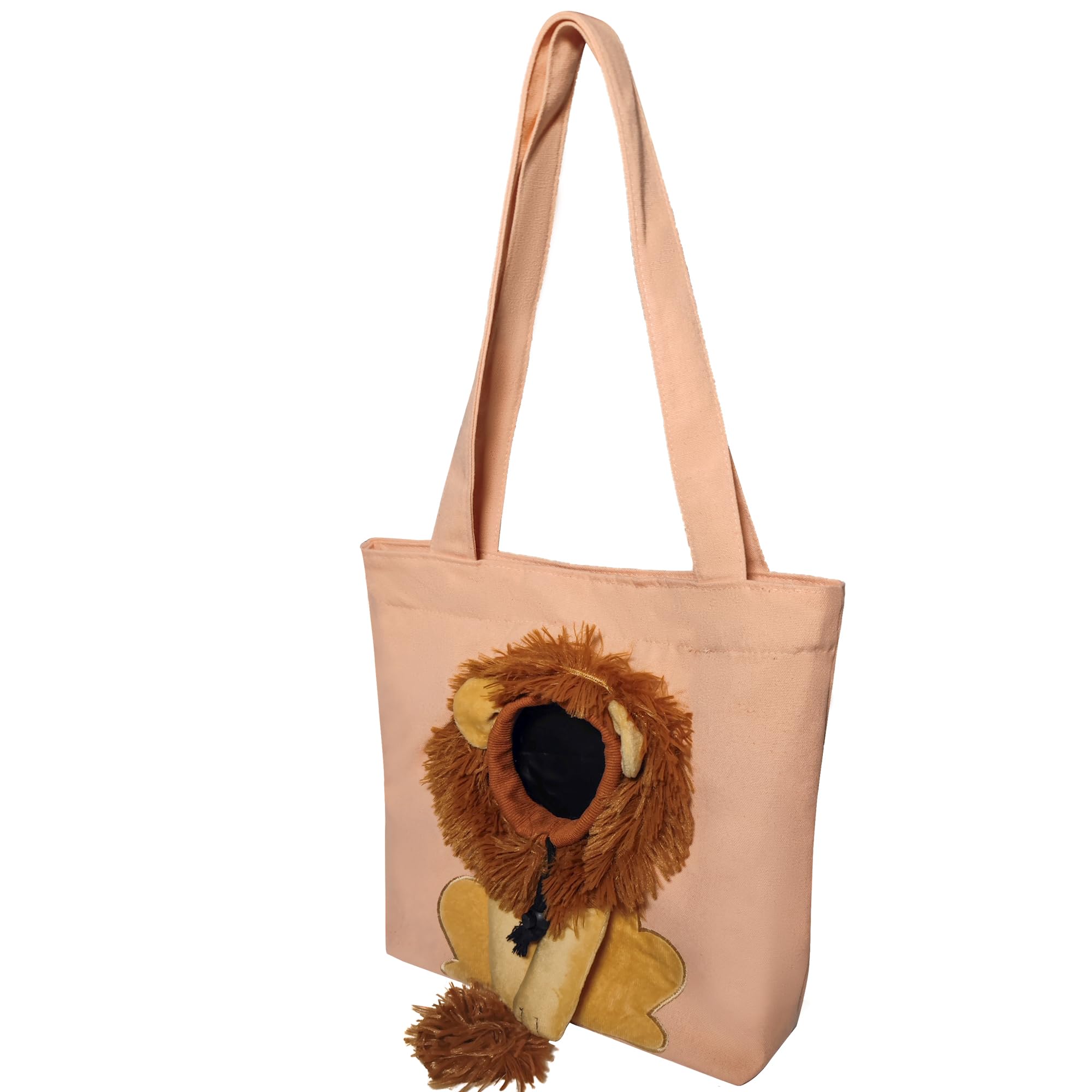 Pet Canvas Shoulder Carrying Bag, Cute Lion Shaped Cat Carrier, S Size Portable Kitten & Puppy Tote, Cozy Carriers For Small Dog