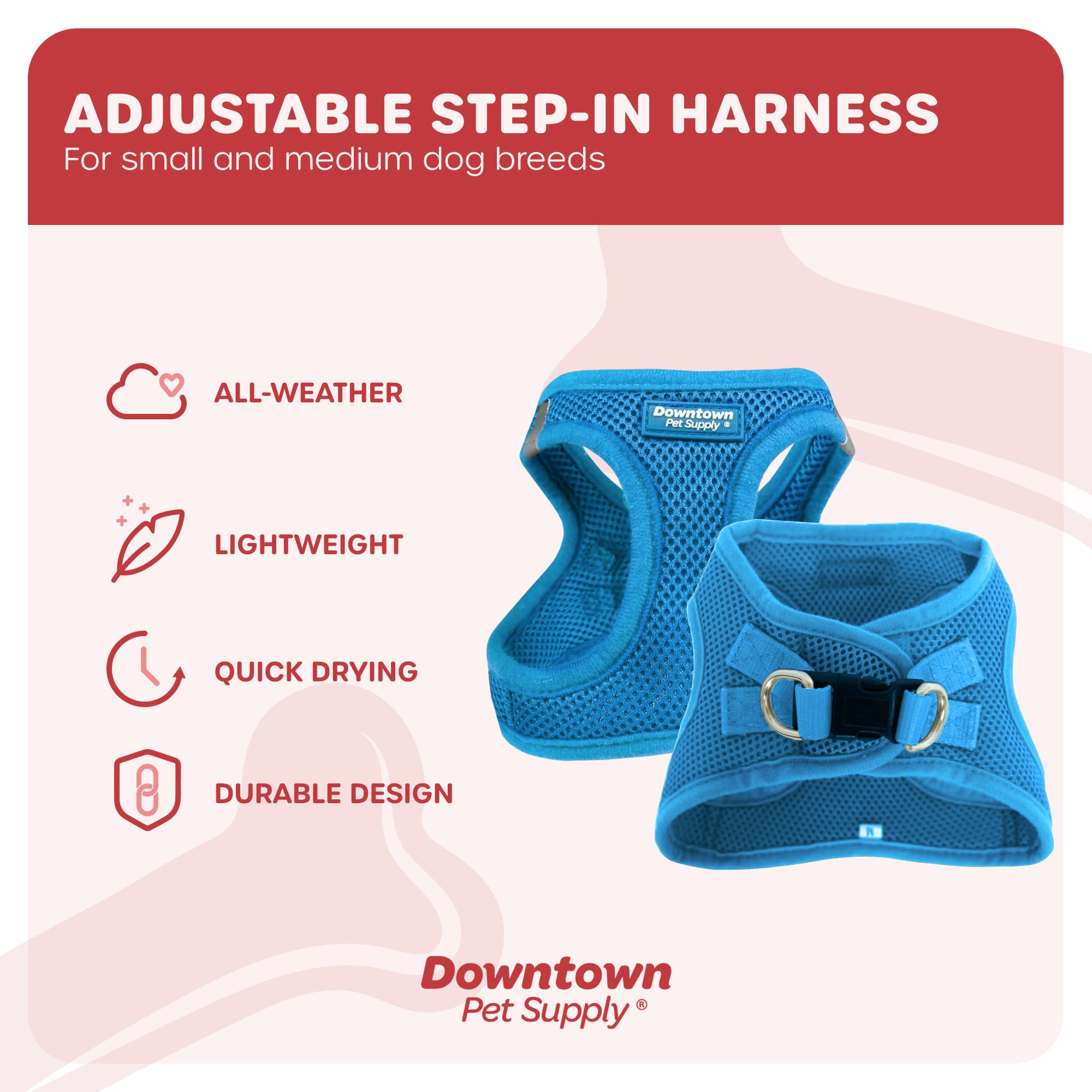 Downtown Pet Supply Step In Dog Harness For Teacup Dogs & Cats No Pull, Xx-Small, Cobalt - Adjustable Harness With Padded Mesh F