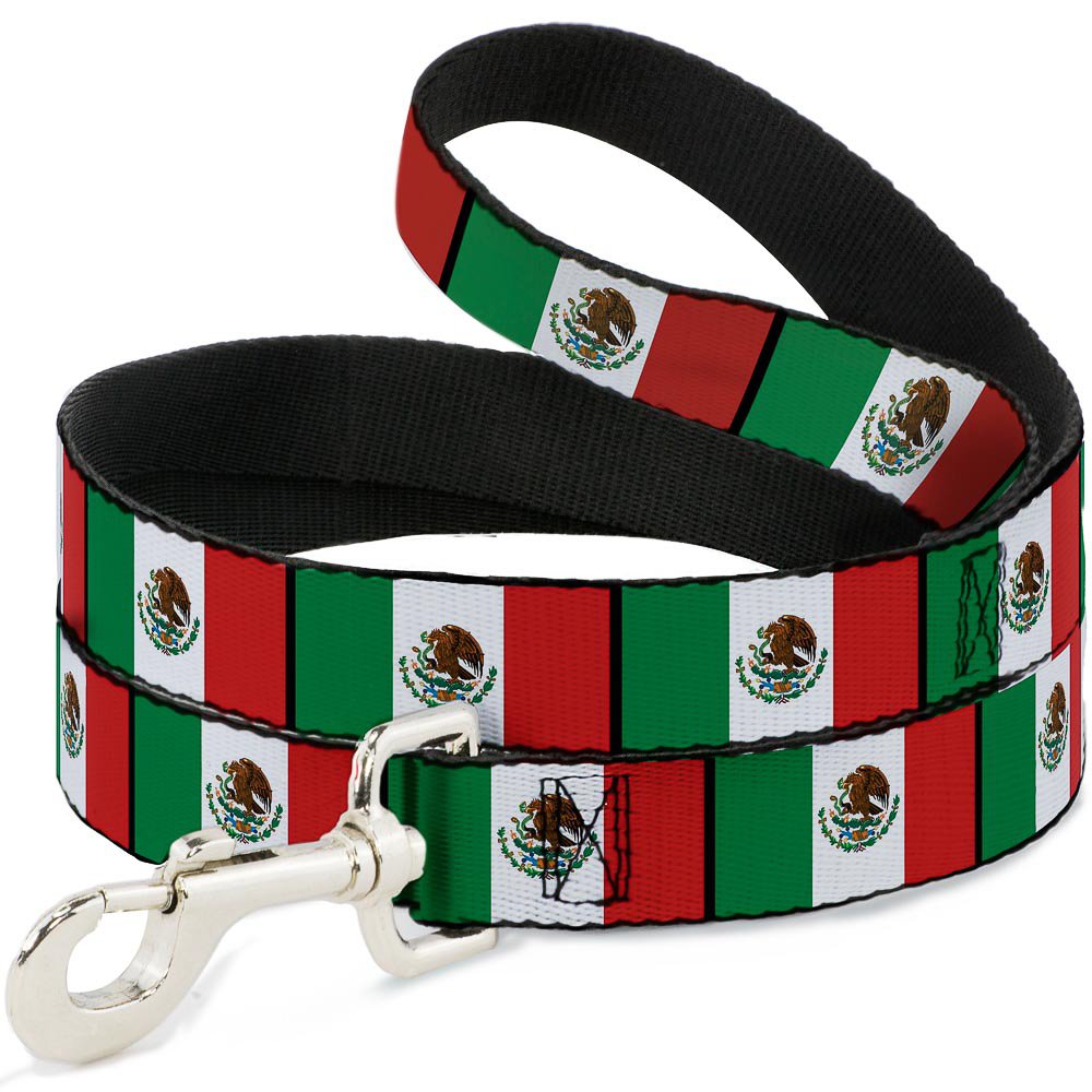 Buckle-Down Pet Leash - Mexico Flags - 6 Feet Long - 1.5 Wide