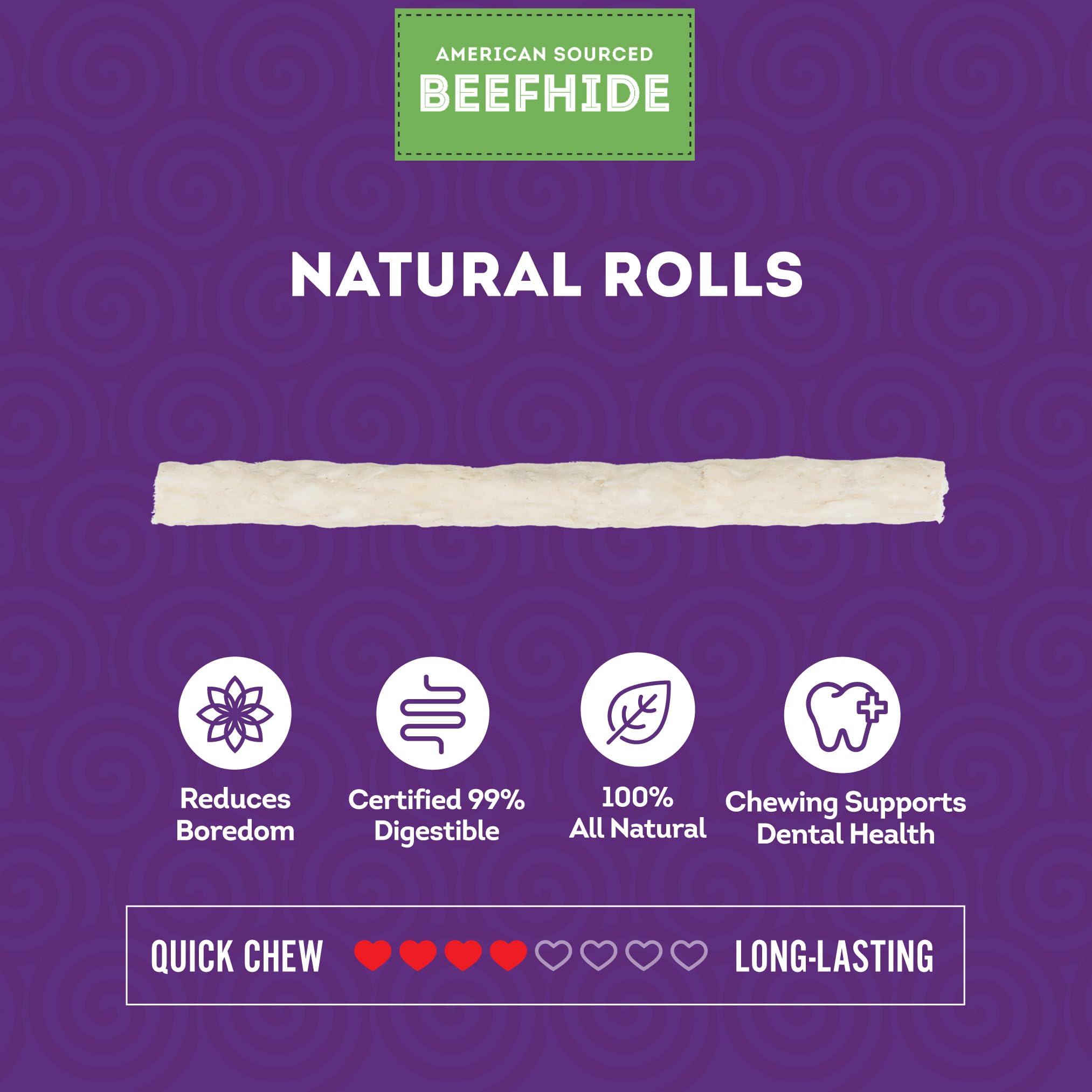 Treatly Beefhide Munchy Sticks 5 Dog Chew Treats - Natural Flavor, 40 Count/1 Pack