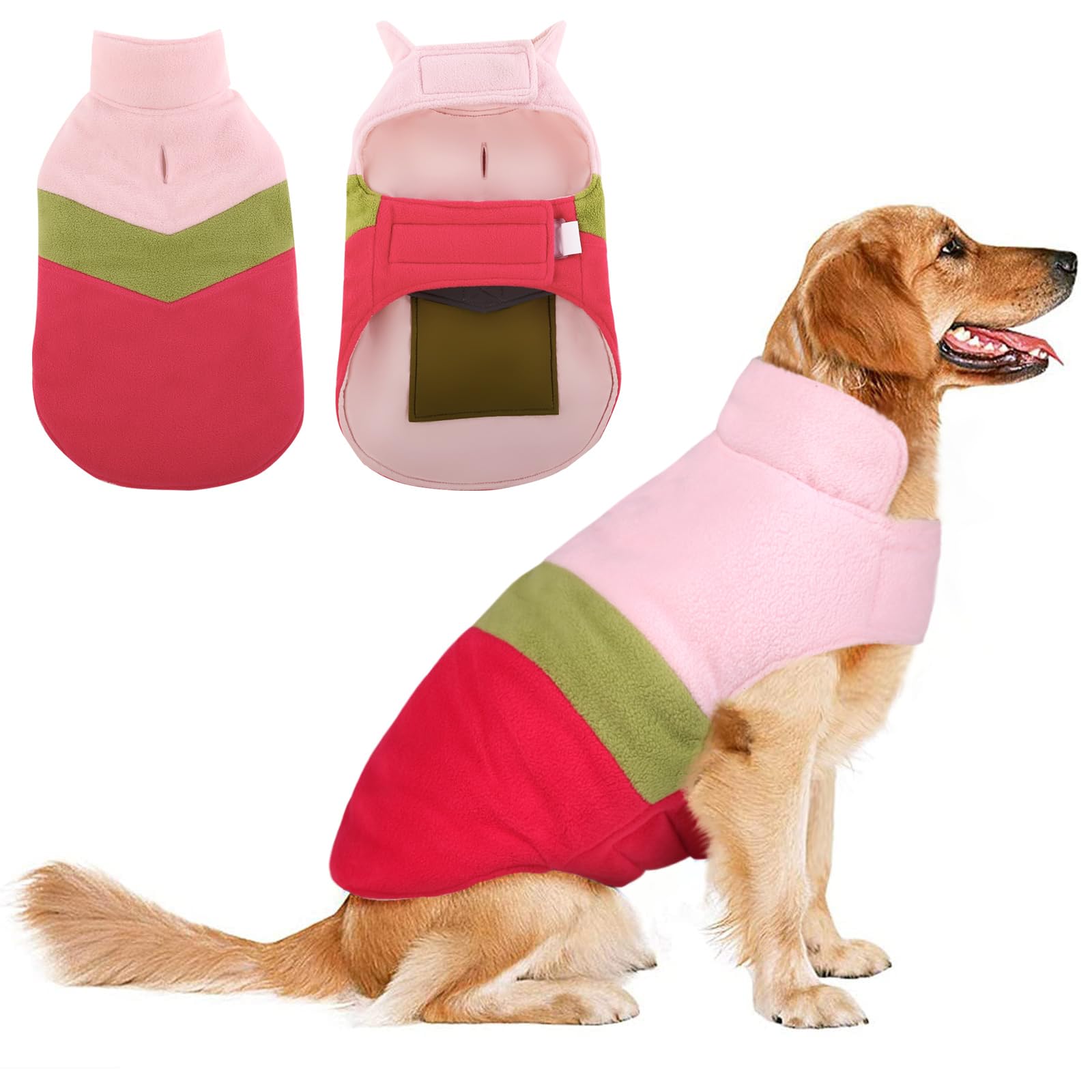 Asenku Reversible Dog Jacket - Waterproof Winter Coat, Plaid Pet Apparel For Small, Medium & Large Dogs (L, Green)