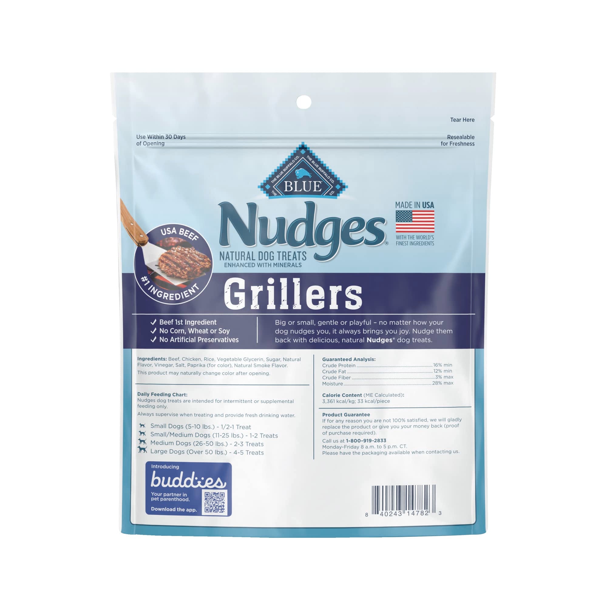 Blue Buffalo Nudges Grillers Natural Dog Treats, Beef, 16oz