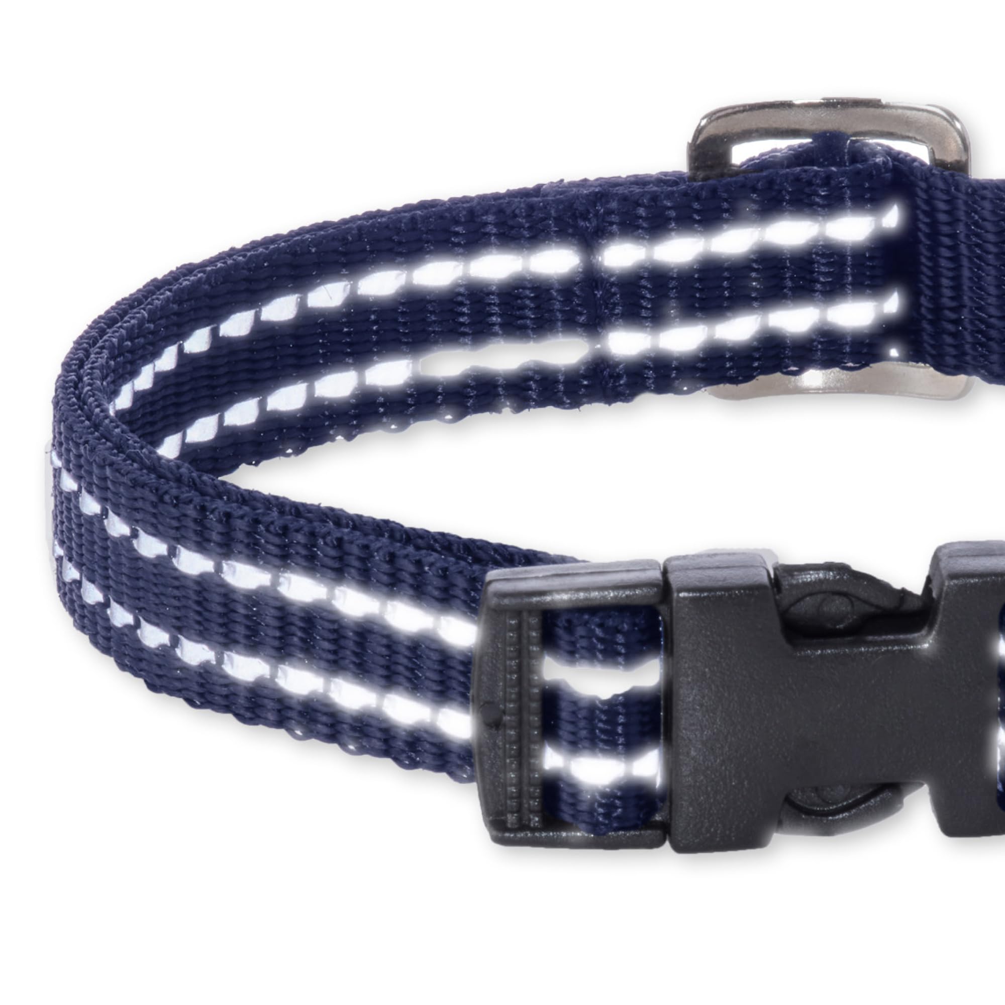 Pet Passion Adjustable Reflective Dog Pet Collar For Small, Medium And Large Dogs, Navy, Xx-Large