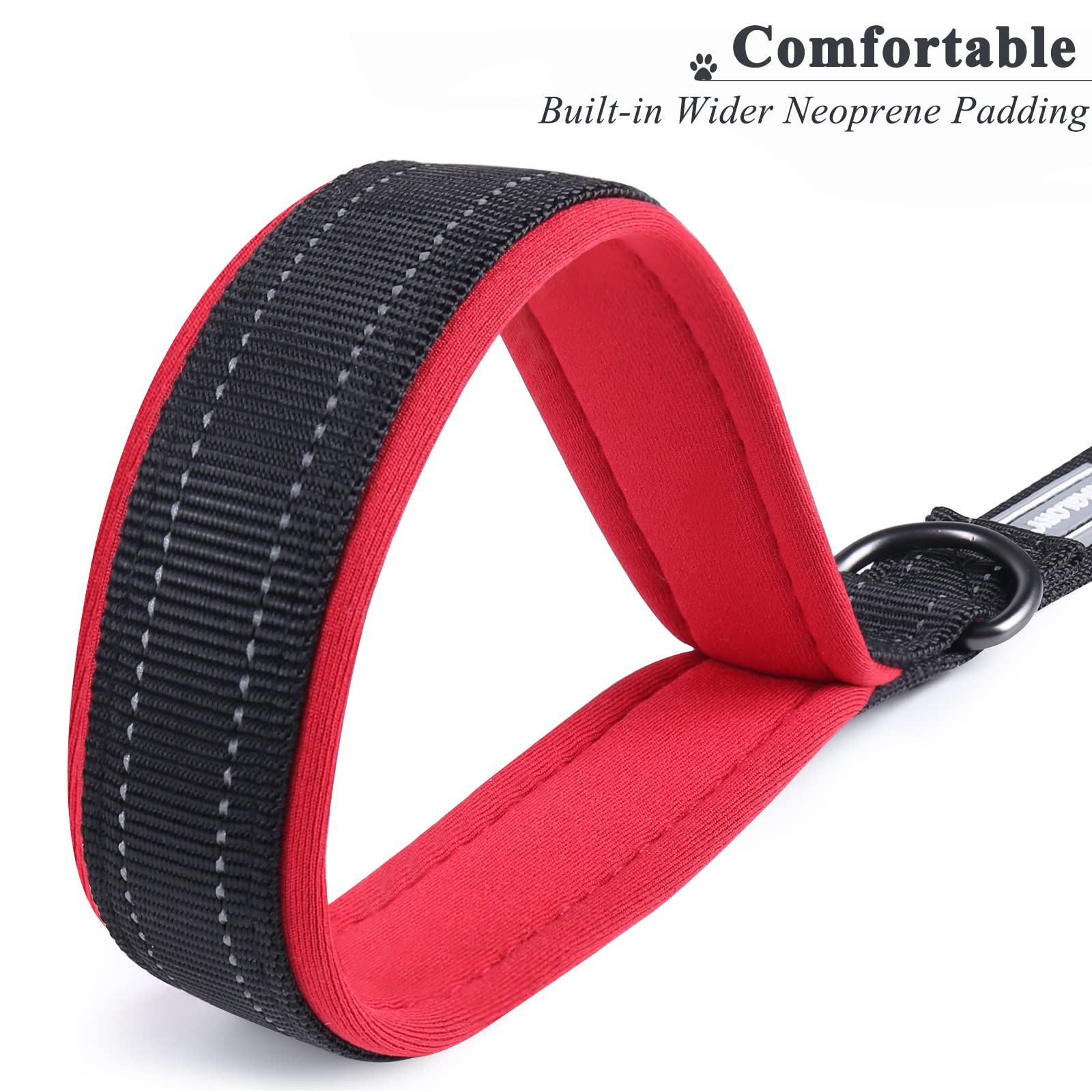 Vivaglory Short Dog Leash For Medium & Large Dogs, 18Inch, Black/Red