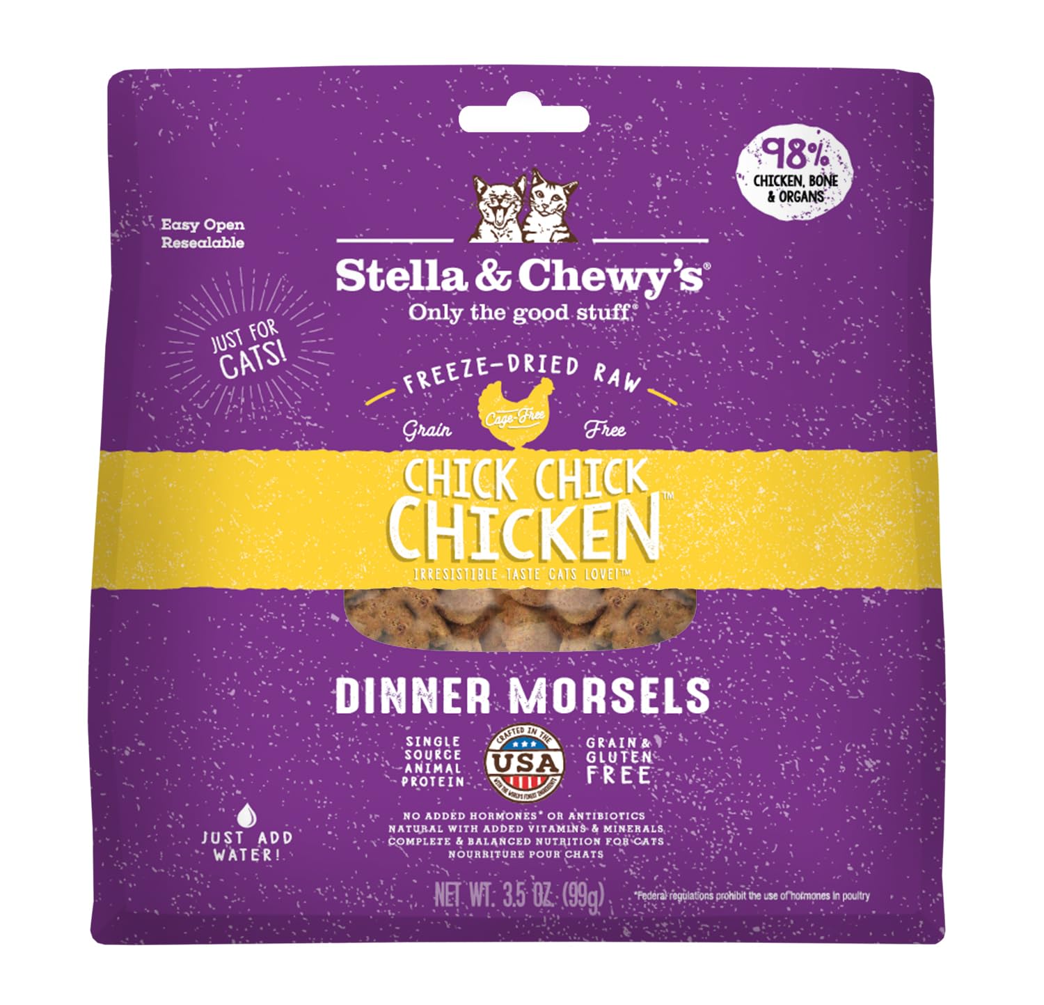 Stella & Chewys Freeze-Dried Raw Cat Dinner Morsels - Grain Free, Protein Rich Cat & Kitten Food - Chick Chick Chicken Recipe -