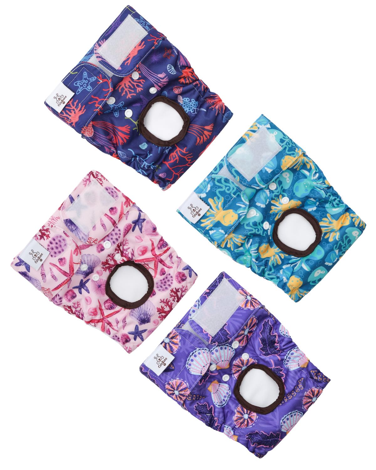 Cutebone Washable Female Dog Diapers 4 Pack Reusable Doggie Heat Diapers For Period Fmg06Xl