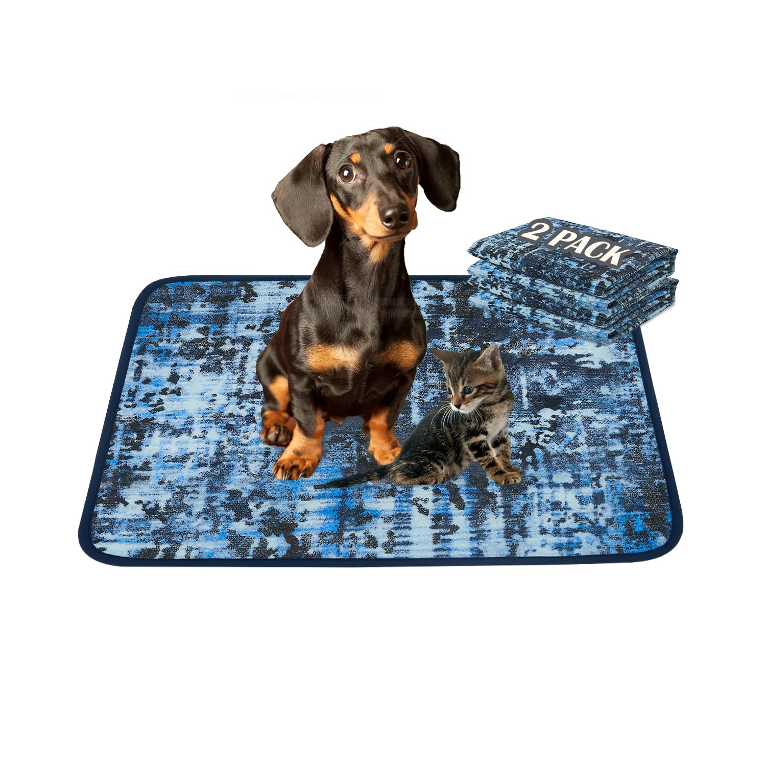 Qeils Washable Pee Pads For Dogs, 2 Pack Reusable Puppy Pads 18''X24'' Super Absorbent Leakproof Dog Training Pads, Non-Slip Pot