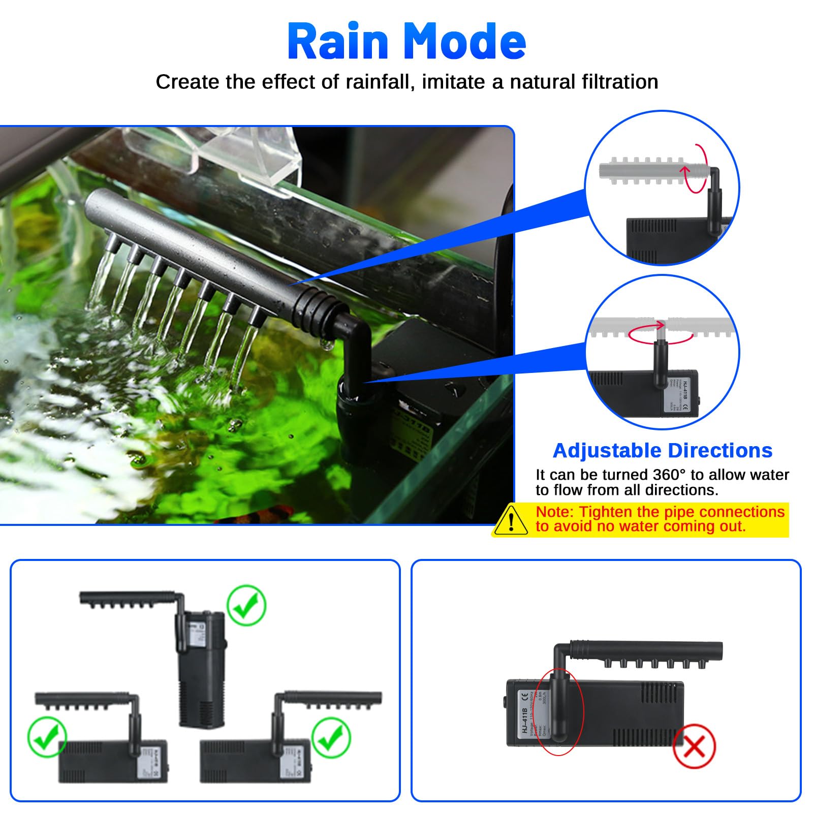Aquarium Filter Small Betta Fish Tank Filter For 2-15 Gallon Silent 4-In-1 Adjustable Air Flow Fish Turtle Shrimp Tank Filter Su
