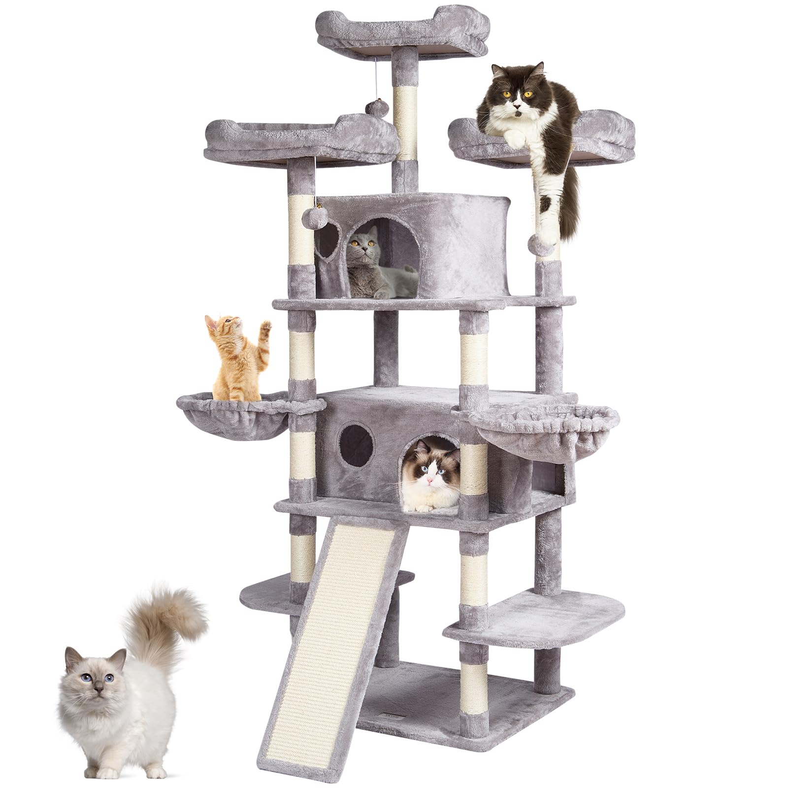 VEVOR Cat Tree 68.5 Cat Tower for Indoor Cats with Cat Condos Scratching Post
