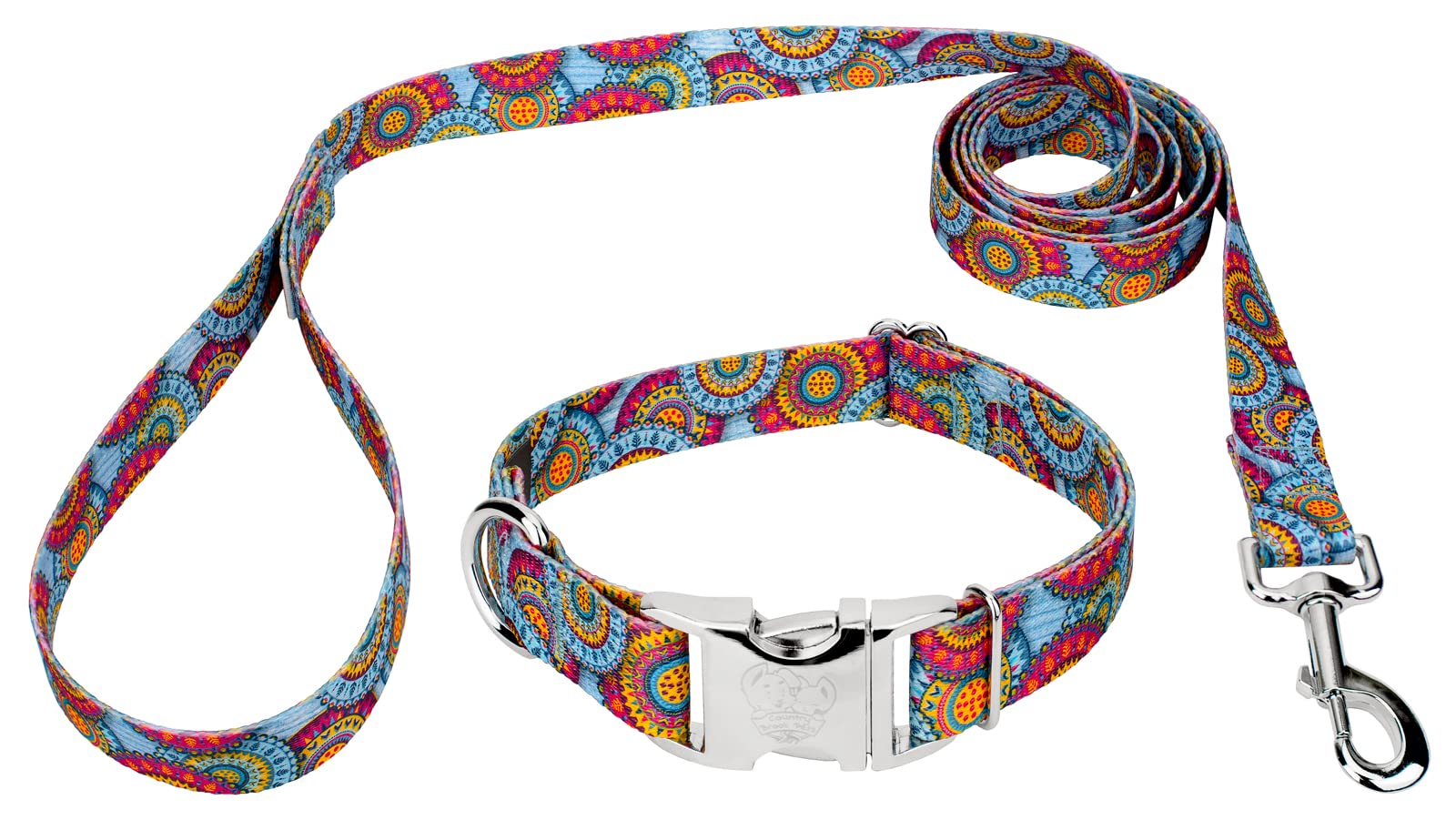 Country Brook Petz - Premium Sky Mandala Dog Collar And Leash - Groovy Collection Featuring Far Out Designs (1 Inch, Extra Large