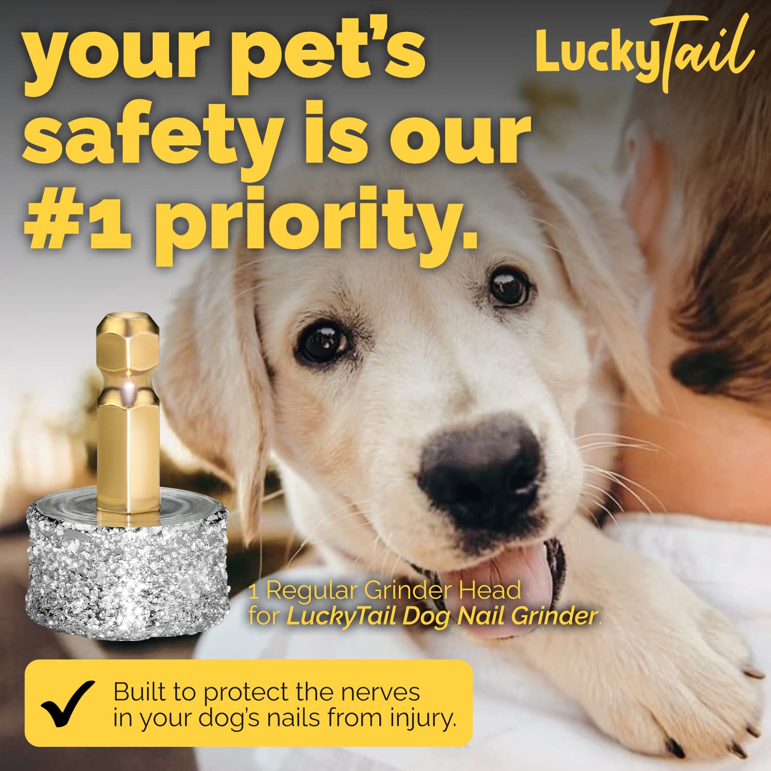 Luckytail - Dog Nail Grinder - Regular - Replacement Head - For Small, Medium & Large Dogs - Premium Quality - Diamond Tip Drill