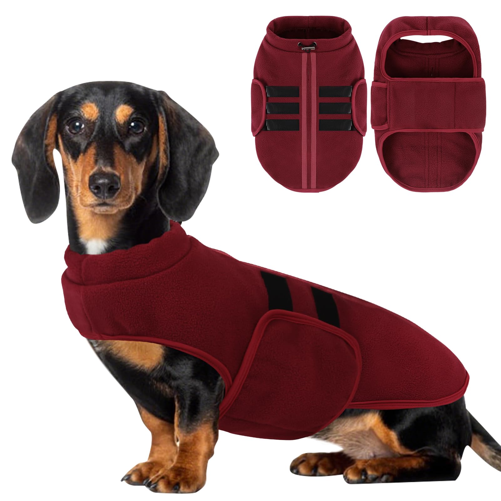 PUZAUKAL Dog Sweater,Adjustable Dog Sweaters for Small, Medium and Large Dogs Boys Girls, Dachshund Chihuahua Fleece Dogs Sweate